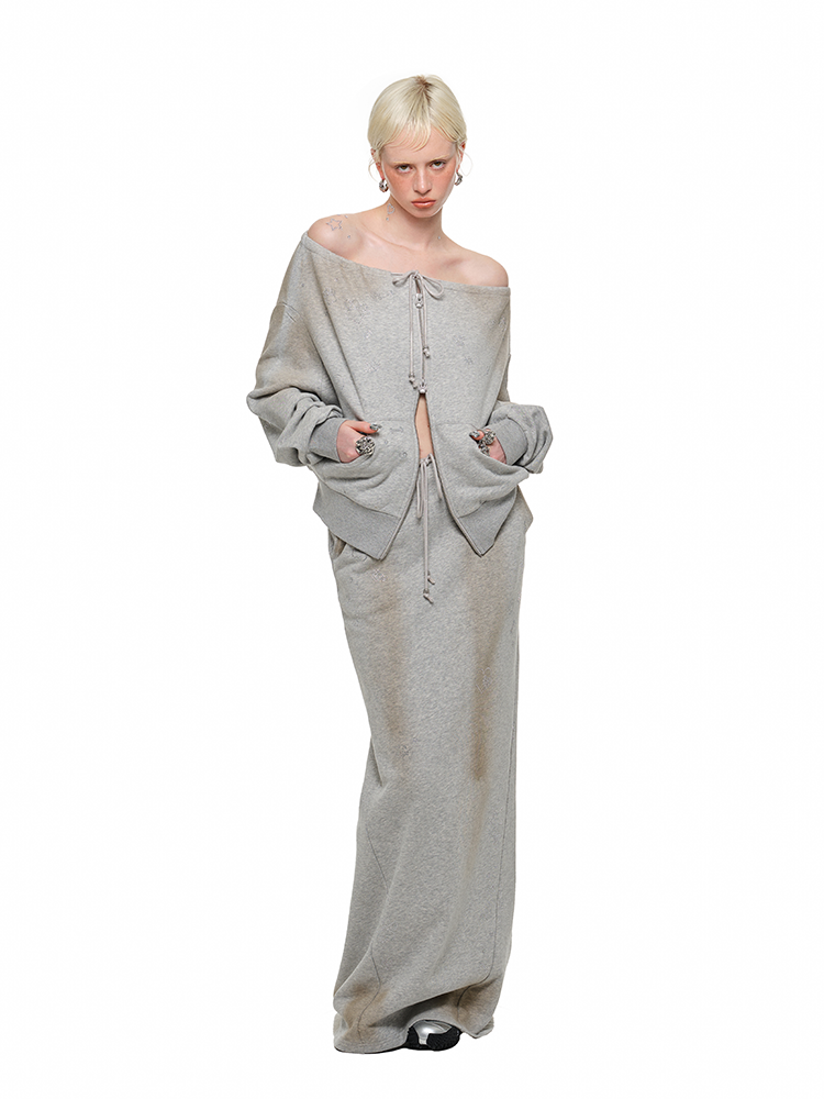 Mud Dyed Rhinestone Sweatshirt & Pant Set