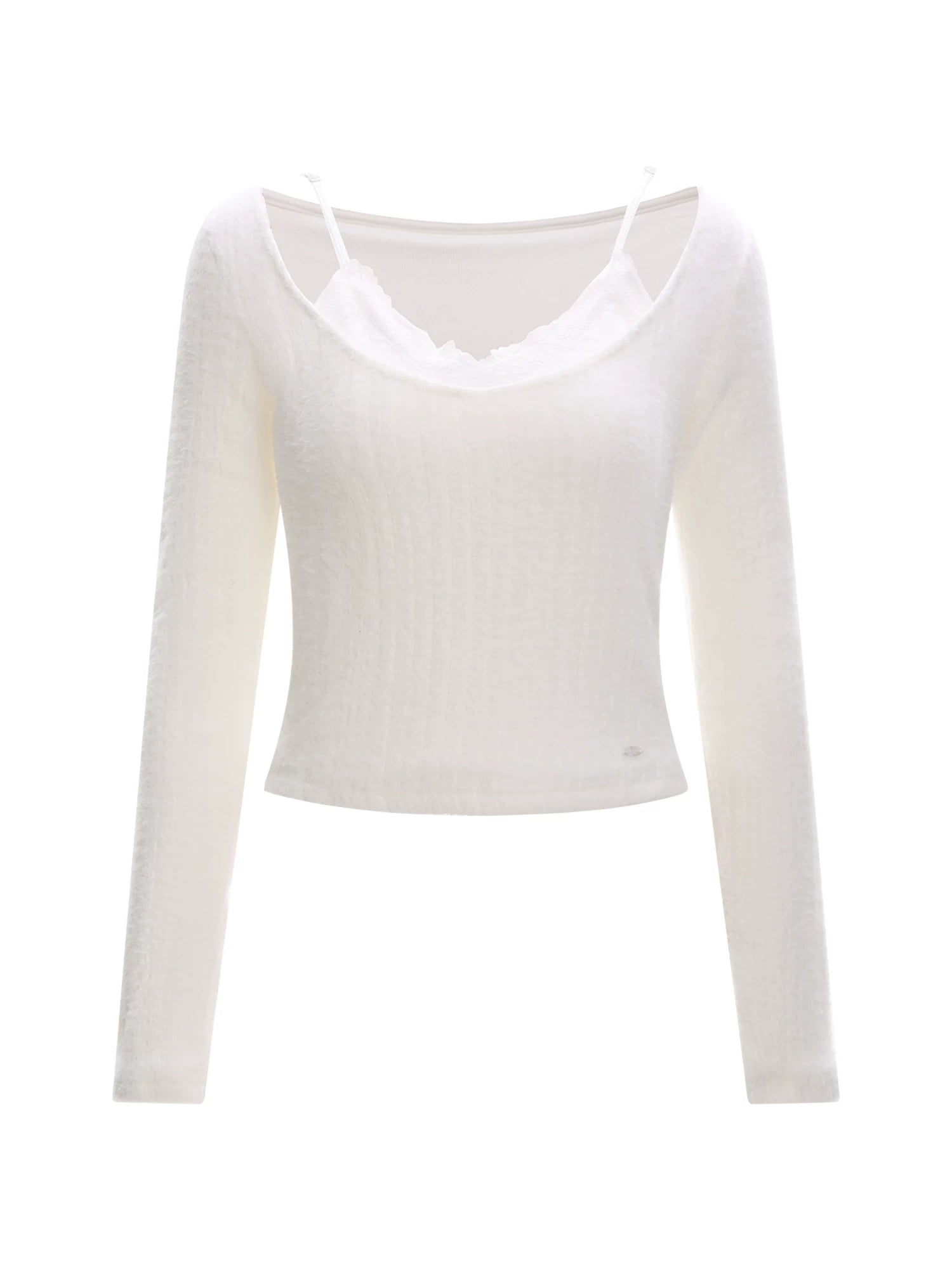 Lace Panel Faux Layer Knit Top