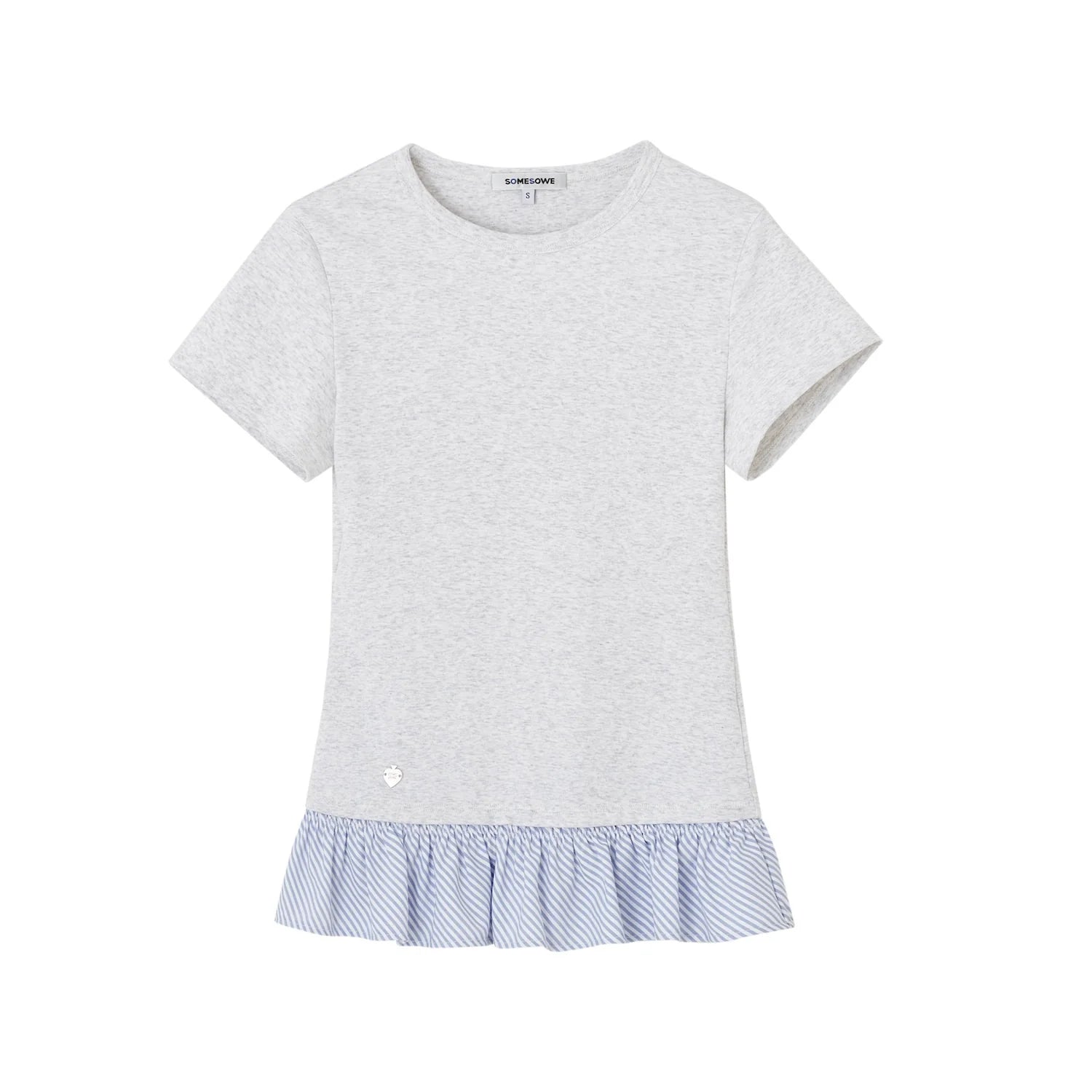 Fake Two-Piece Patchwork Puff Sleeve