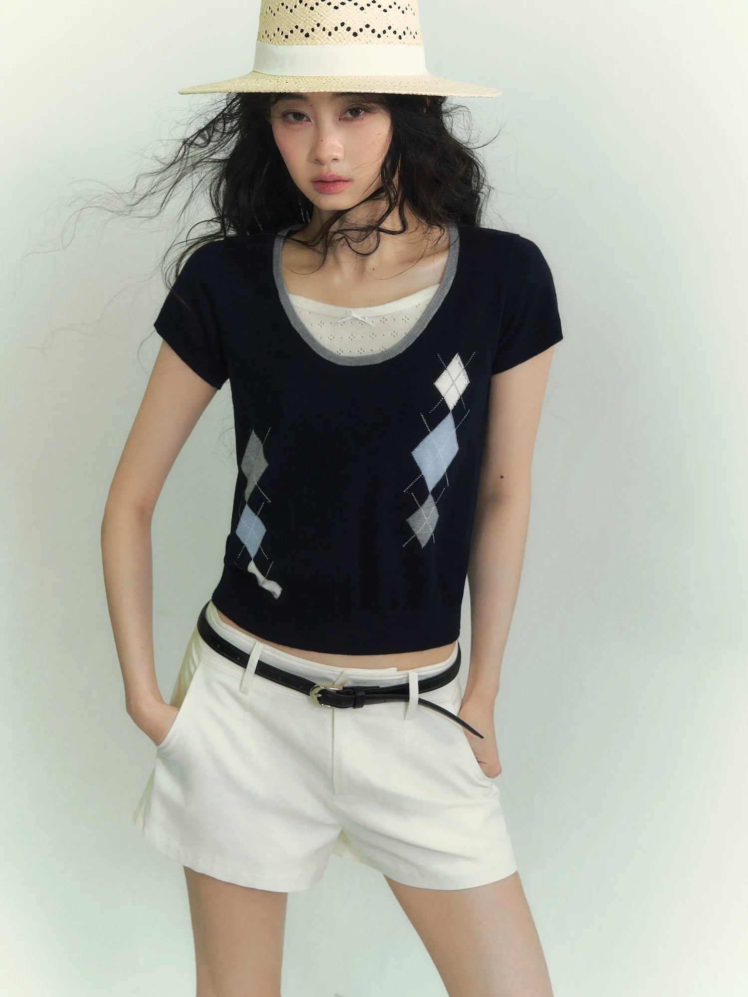 Argyle Layered Short Tee