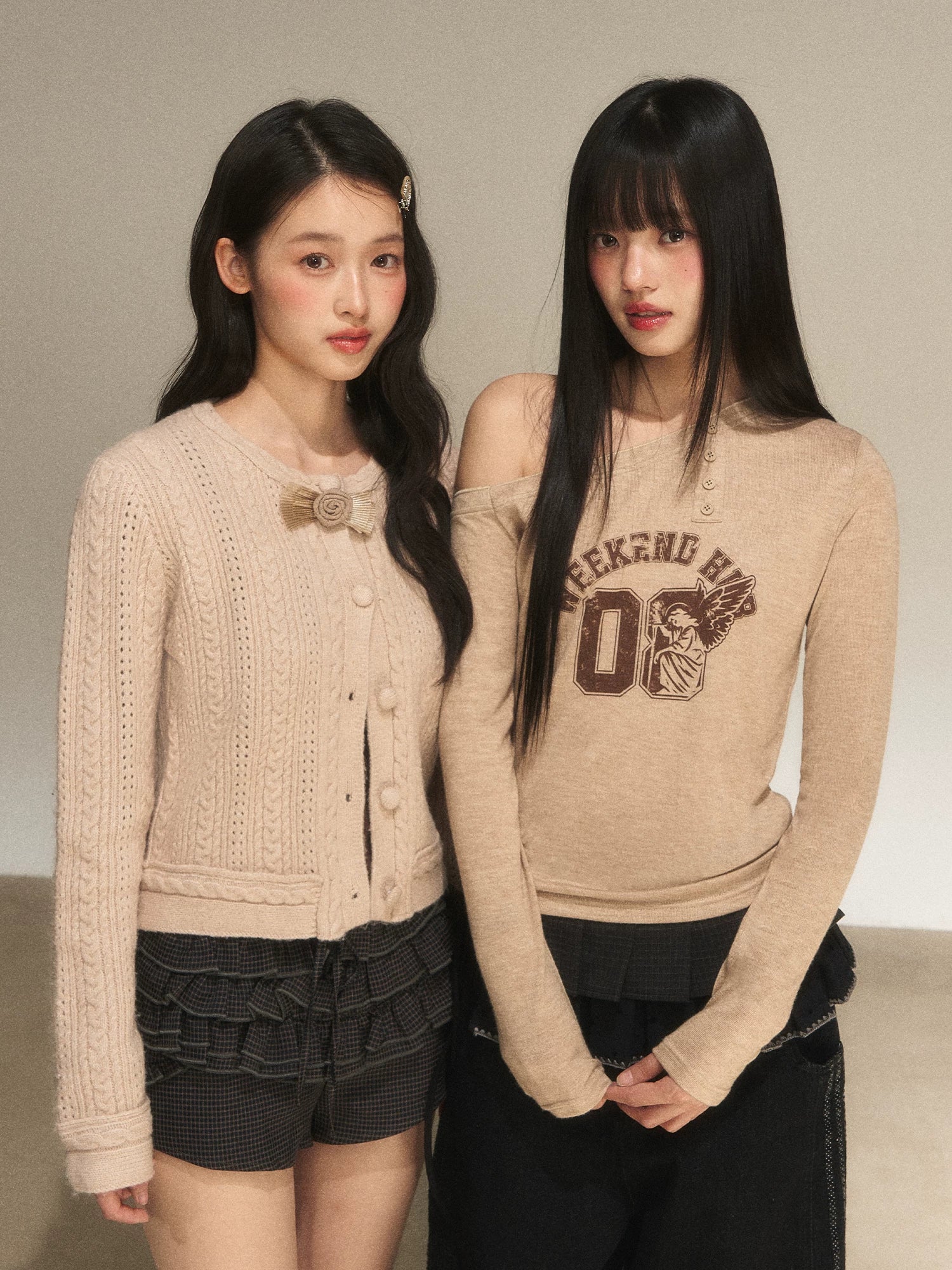 Light Brown Knit Cropped Cardigan