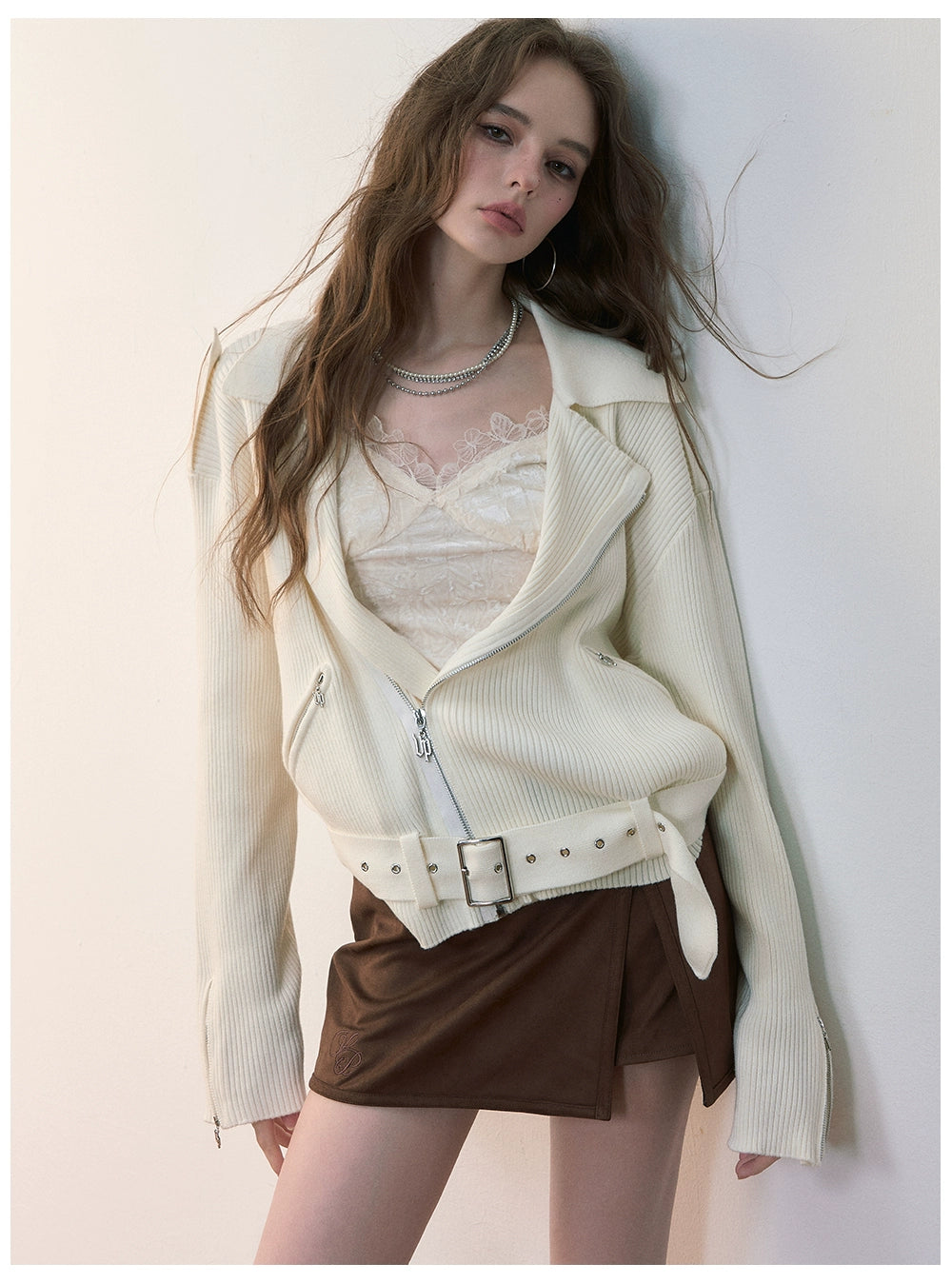 Black & Off-white Heavy Zip Knit Jacket