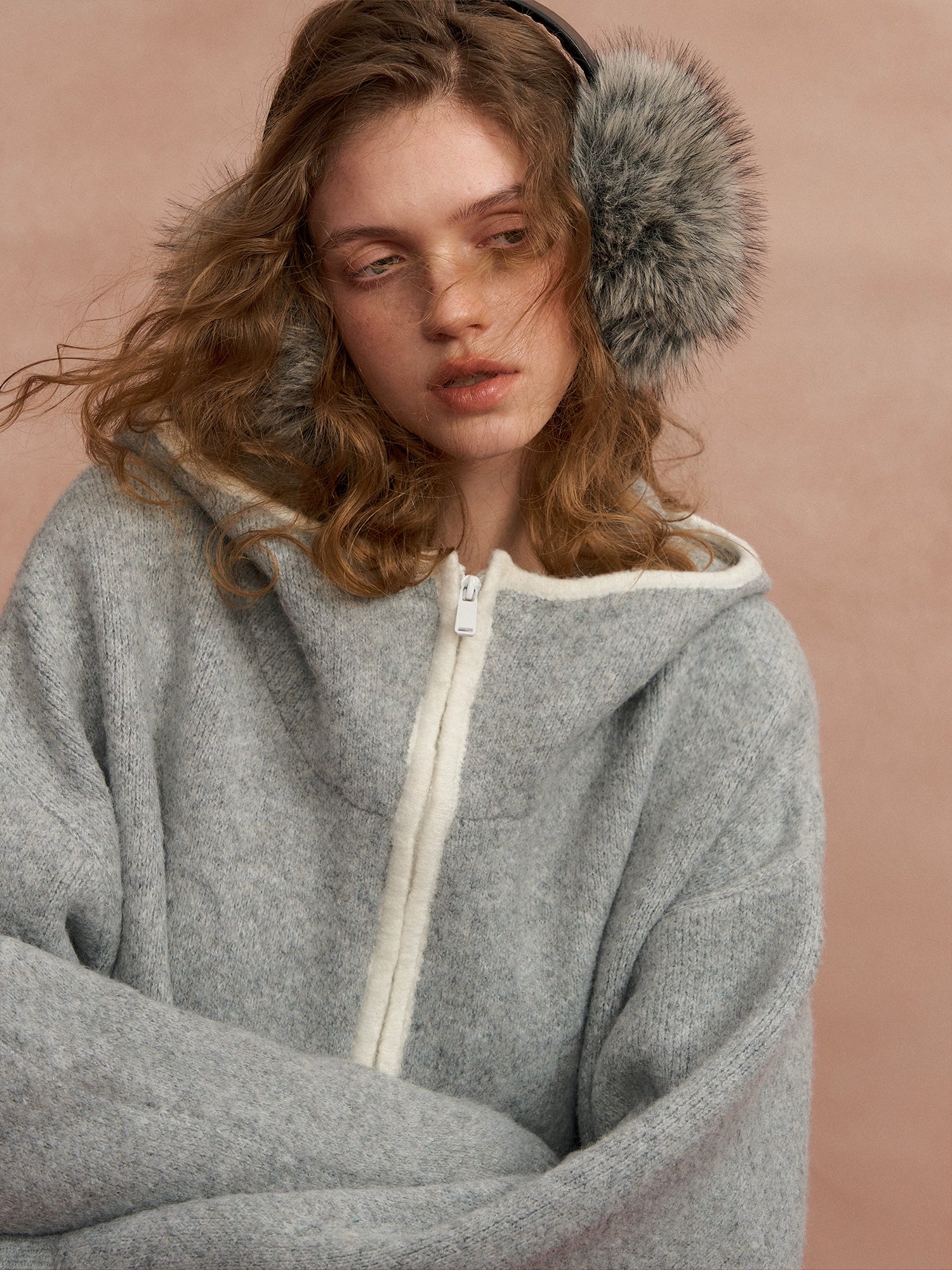 Contrast Trim Hooded Cardigan