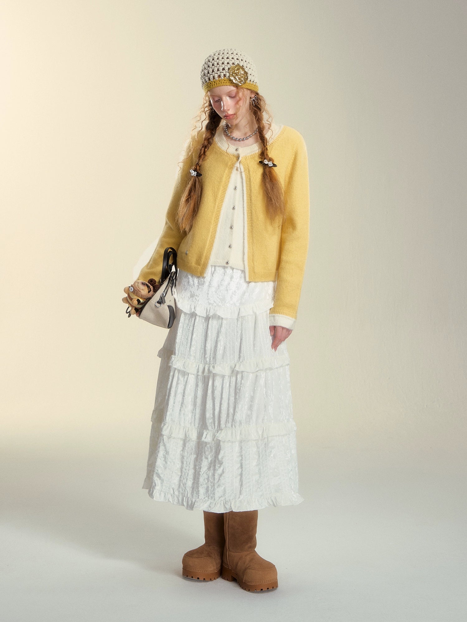 Colorblock Layered Knit Cardigan