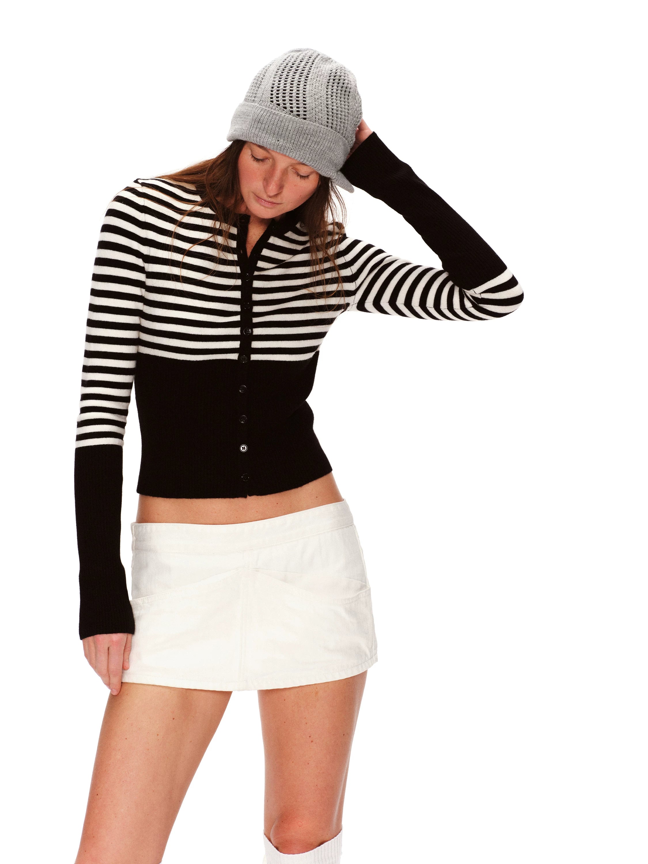Stripe Wool Knit Cardigan