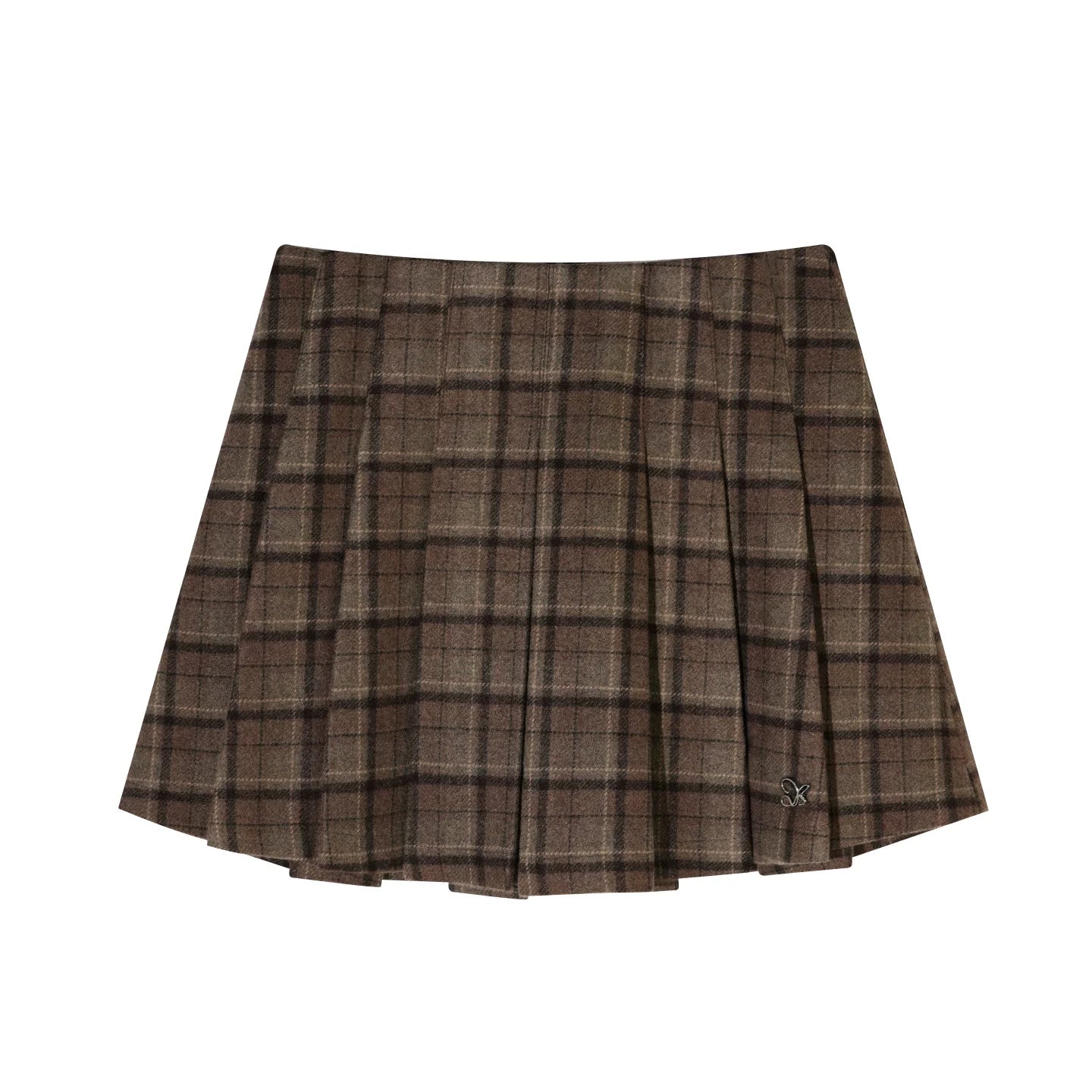 Plaid Wool Pleated Skirt