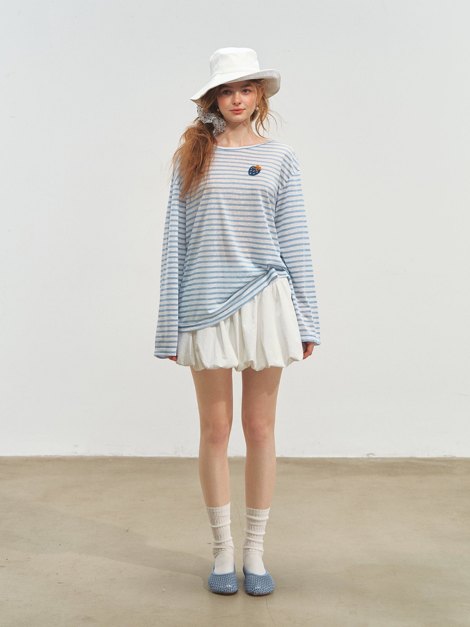 White Ballet-style Puff Midi Skirt