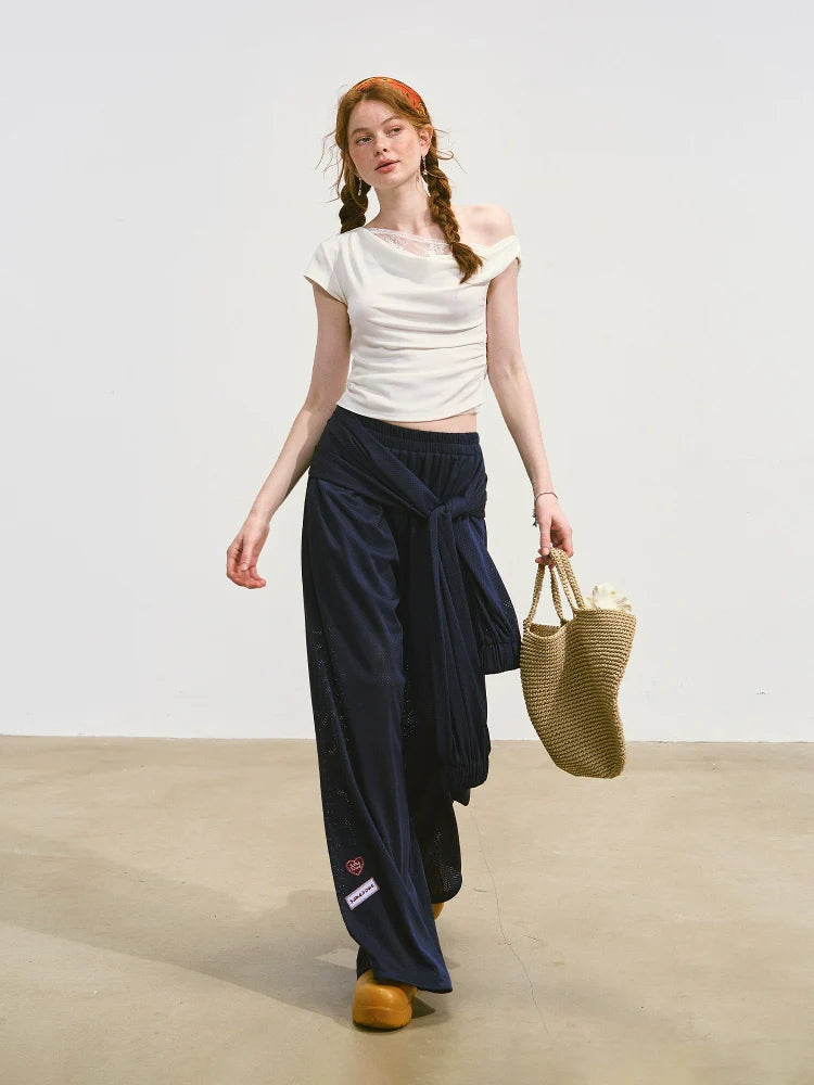Tie-Waist Flowy Linen Wide-Leg Pants
