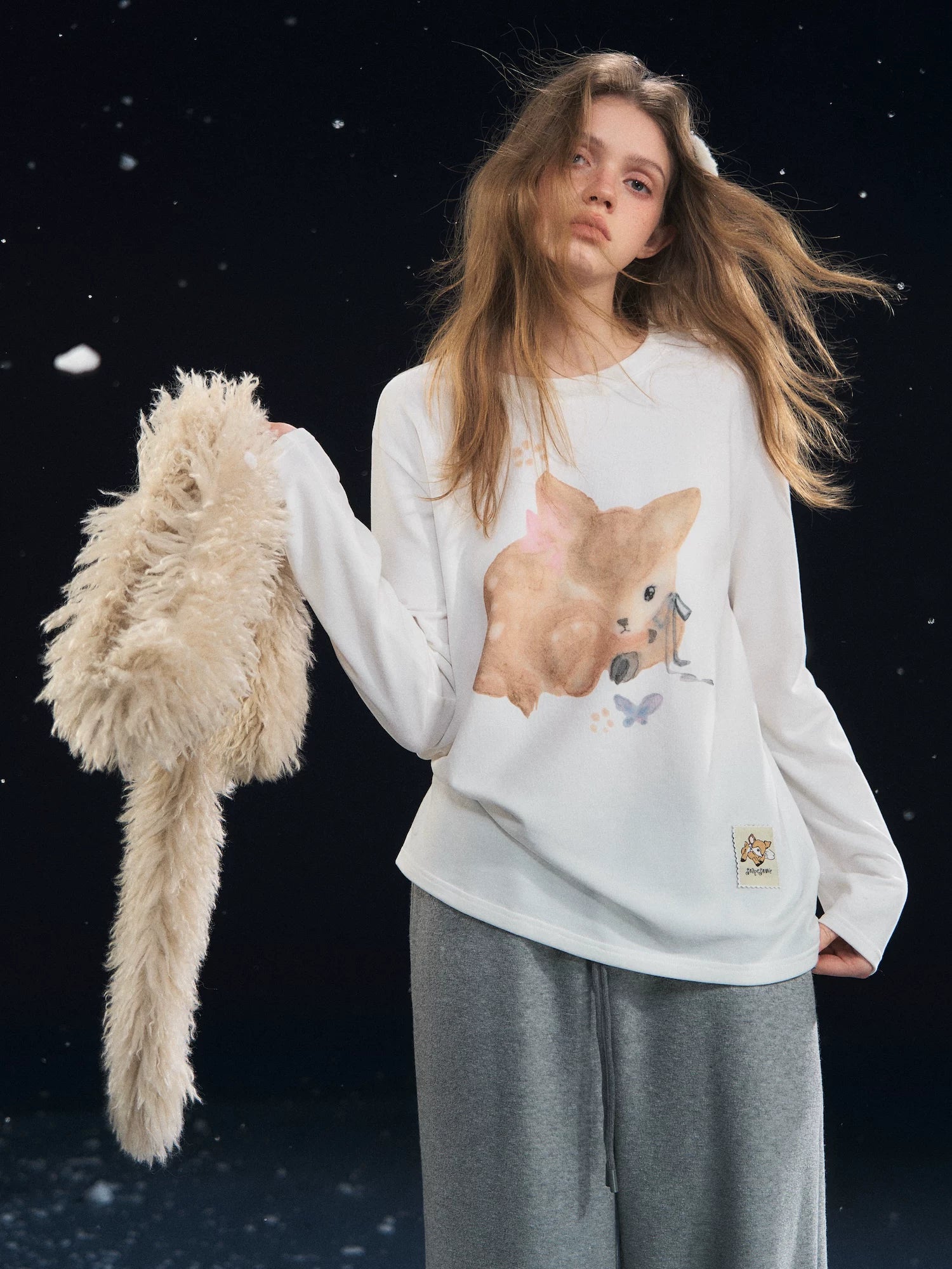 Off-White Deer Print Long-Sleeve T-shirt