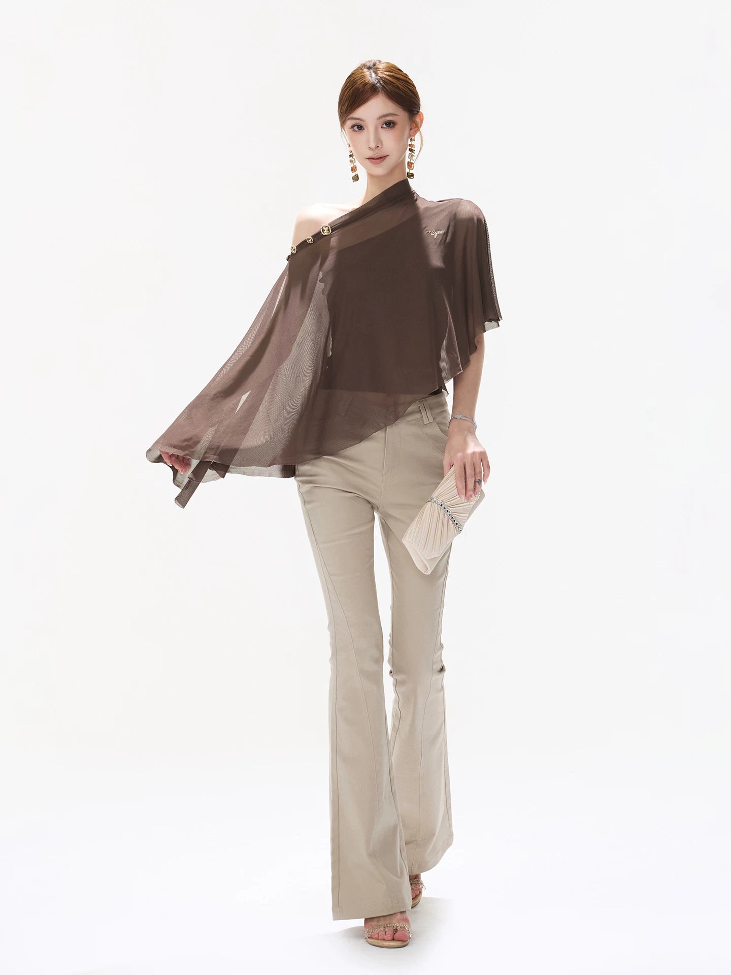 Crystal Mesh Cape Top