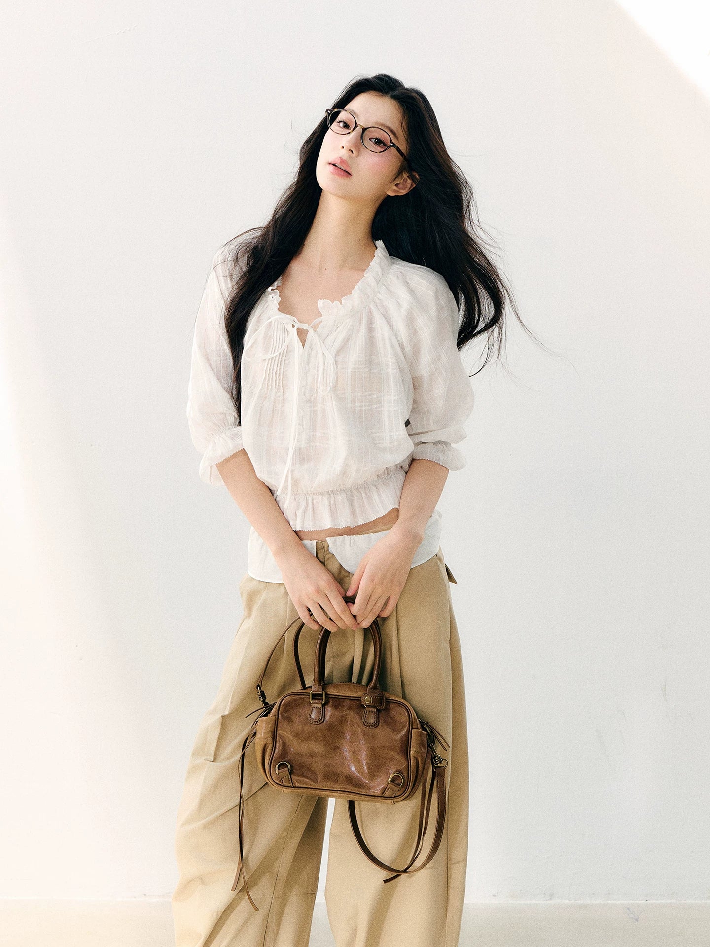 White Cotton Ruffle Top