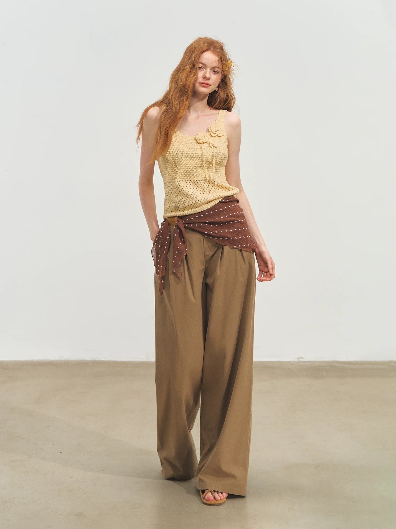 Straight-leg Floor-length Layered Wide-leg Pants