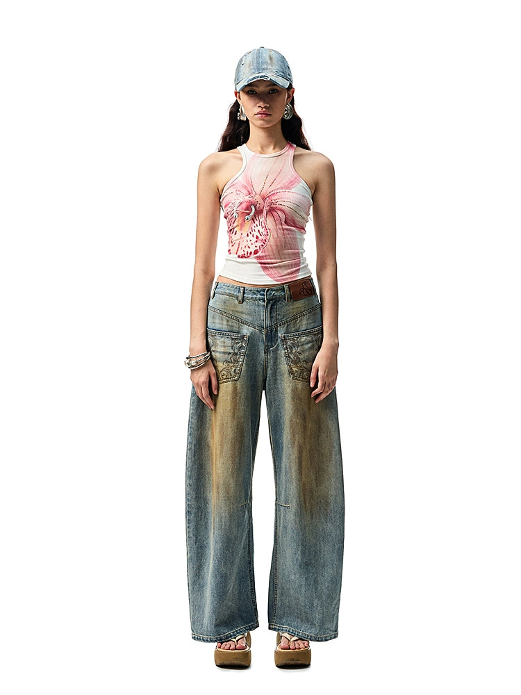 Mud-dyed Washed Jeans