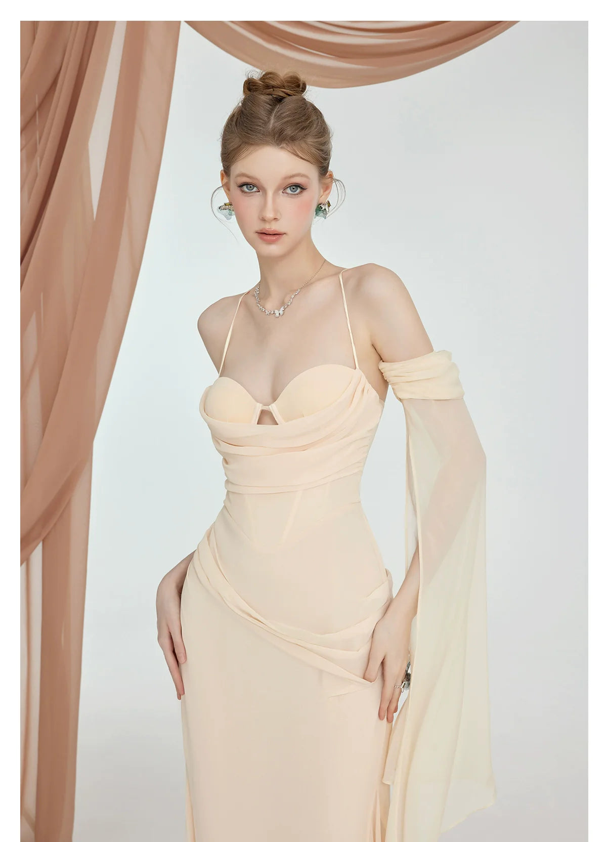Jasmine Chiffon Backless Fishbone Strappy Dress