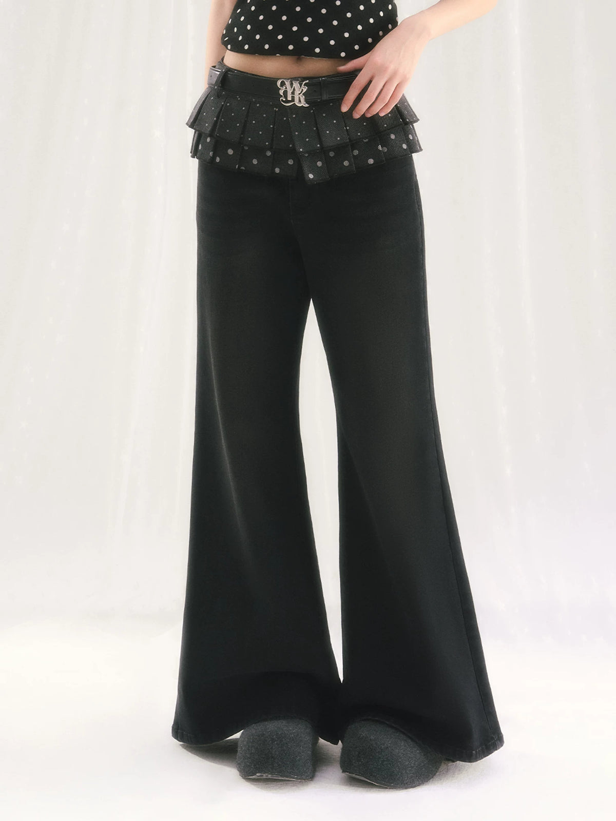 Black Detachable Flare Jeans