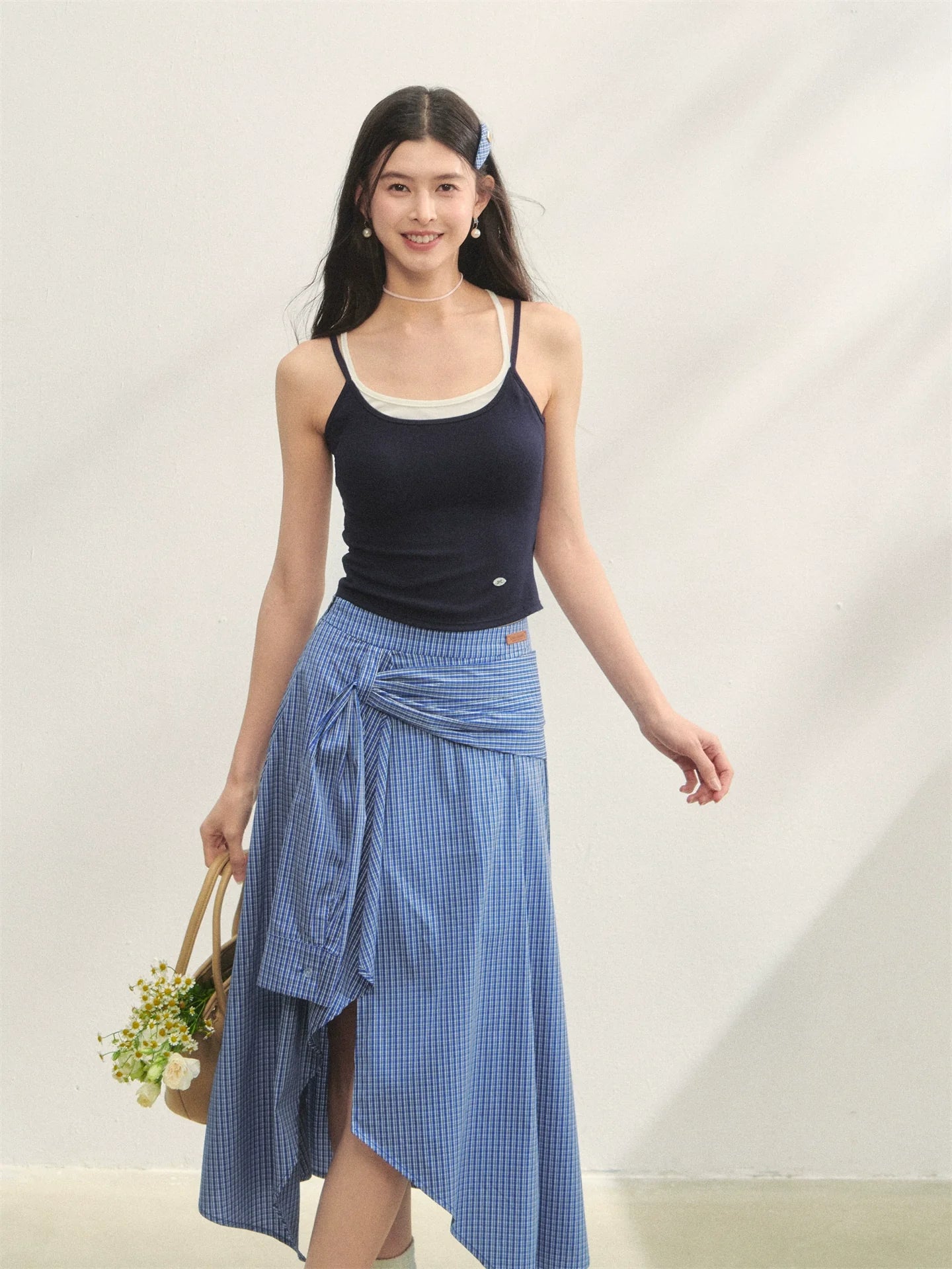 Fake Two-piece Padded Camisole Tank Top