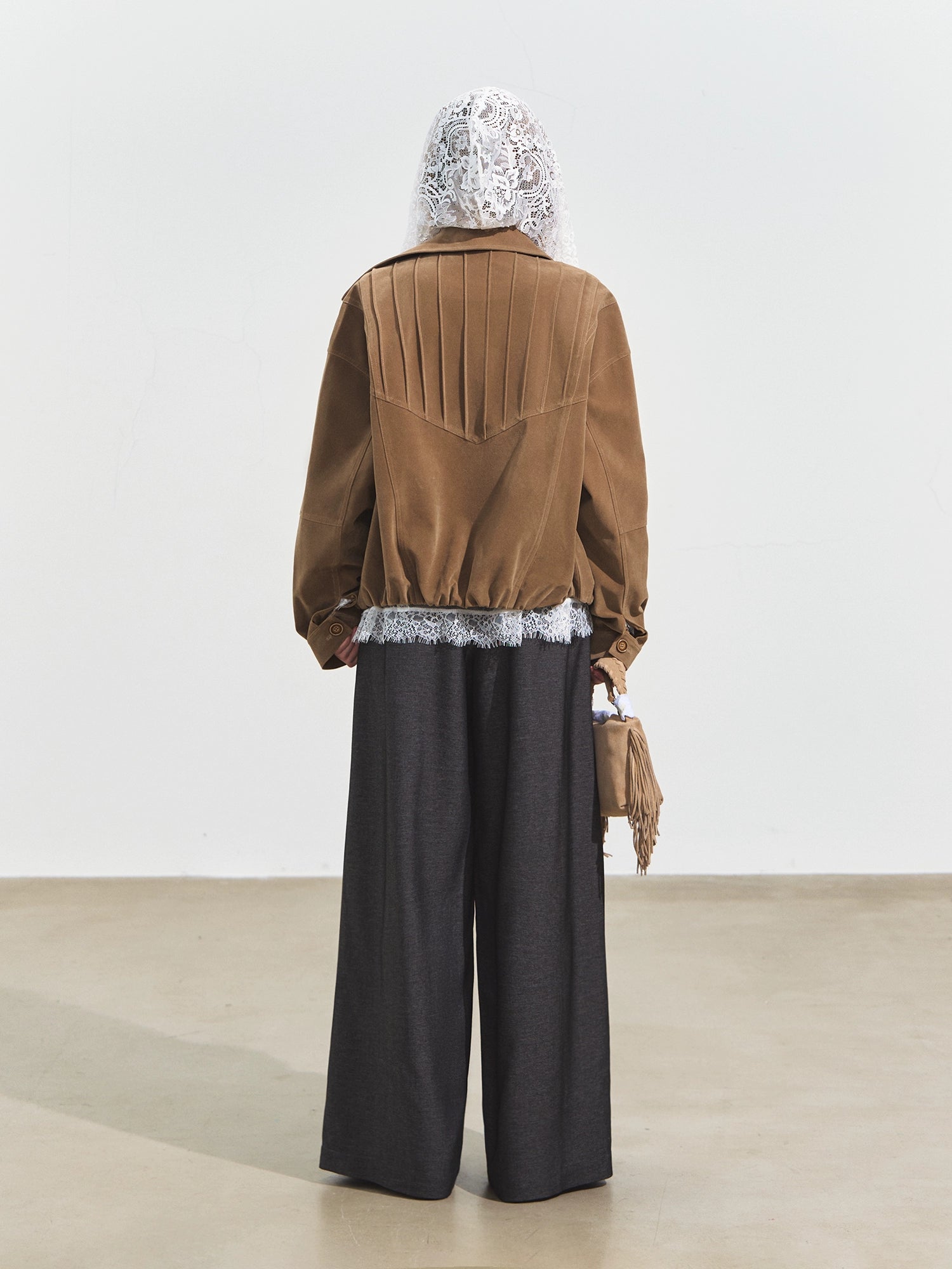 Gray Draped Flip-Waist Trousers