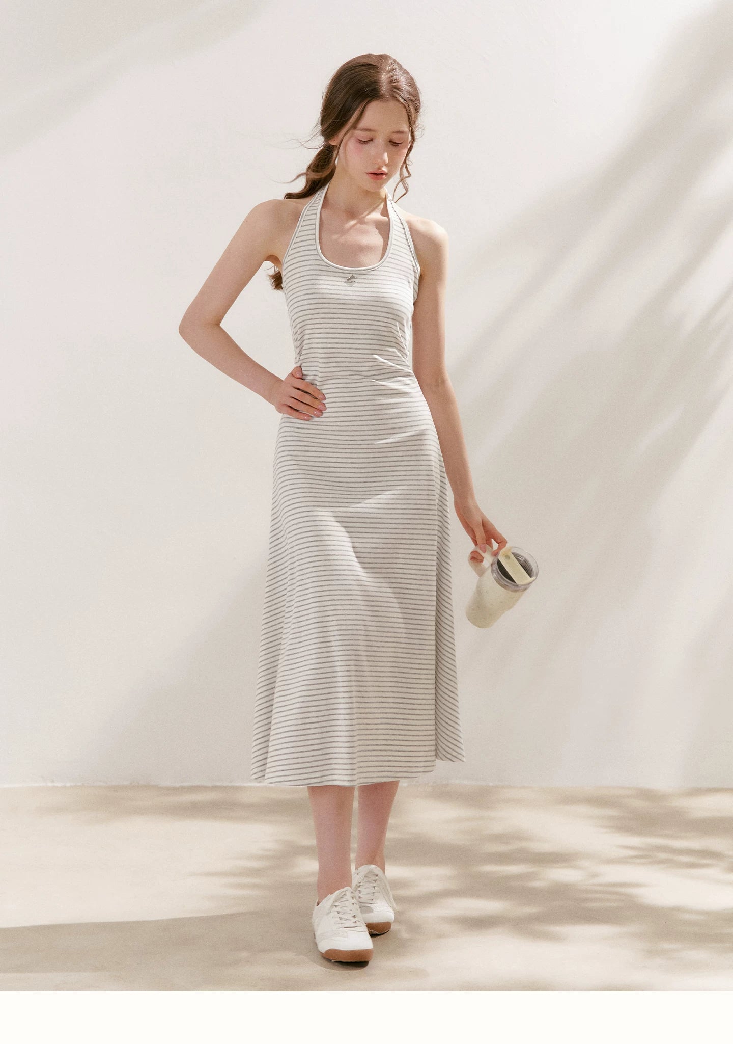 Striped Halter Midi Dress