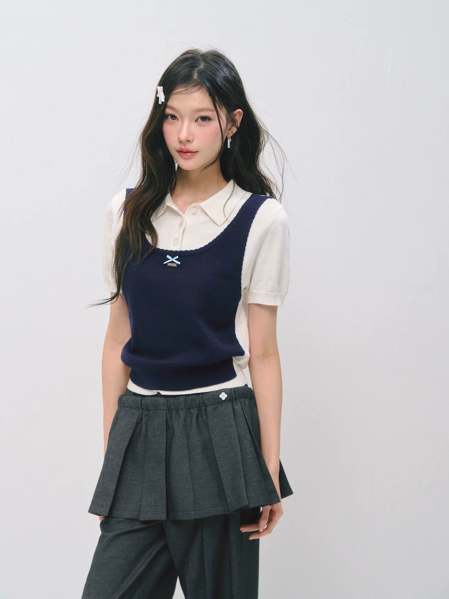 Polo Collar Two‑Layer Ice Silk T-shirt