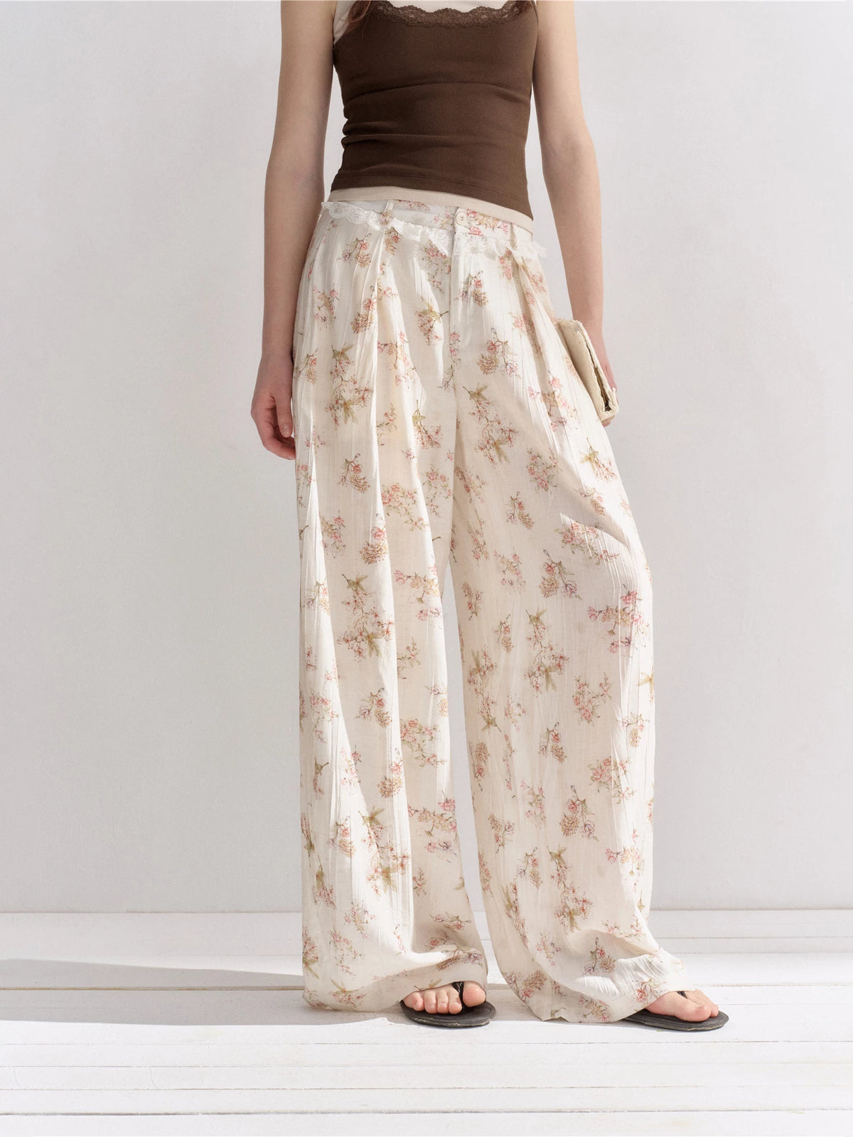 Floral Lace Wide-Leg Pants