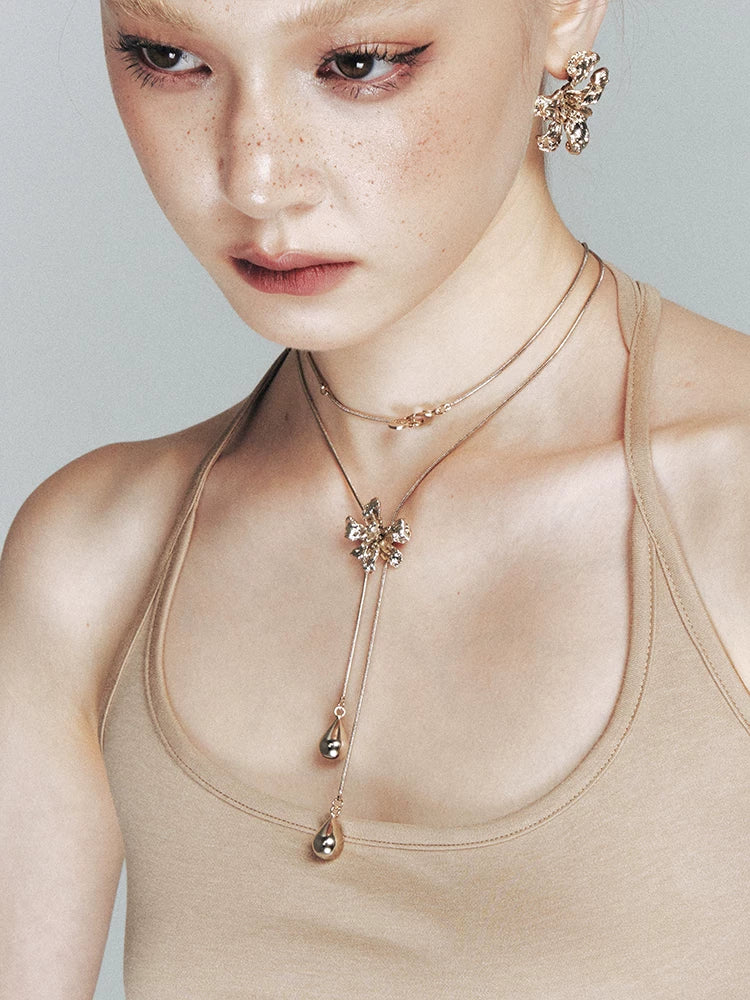 Metal Floral Snake Chain Necklace
