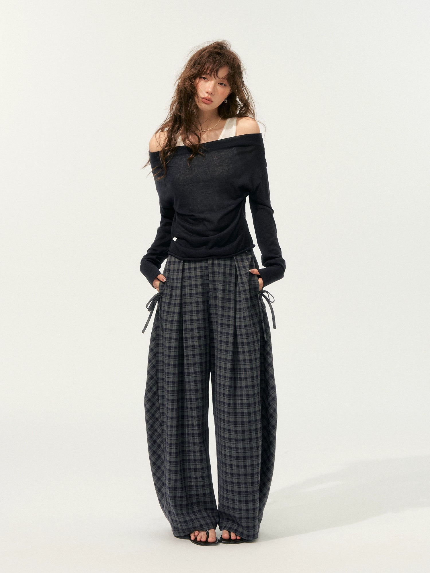 American-Style Wide-Leg Draped Scimitar Pants