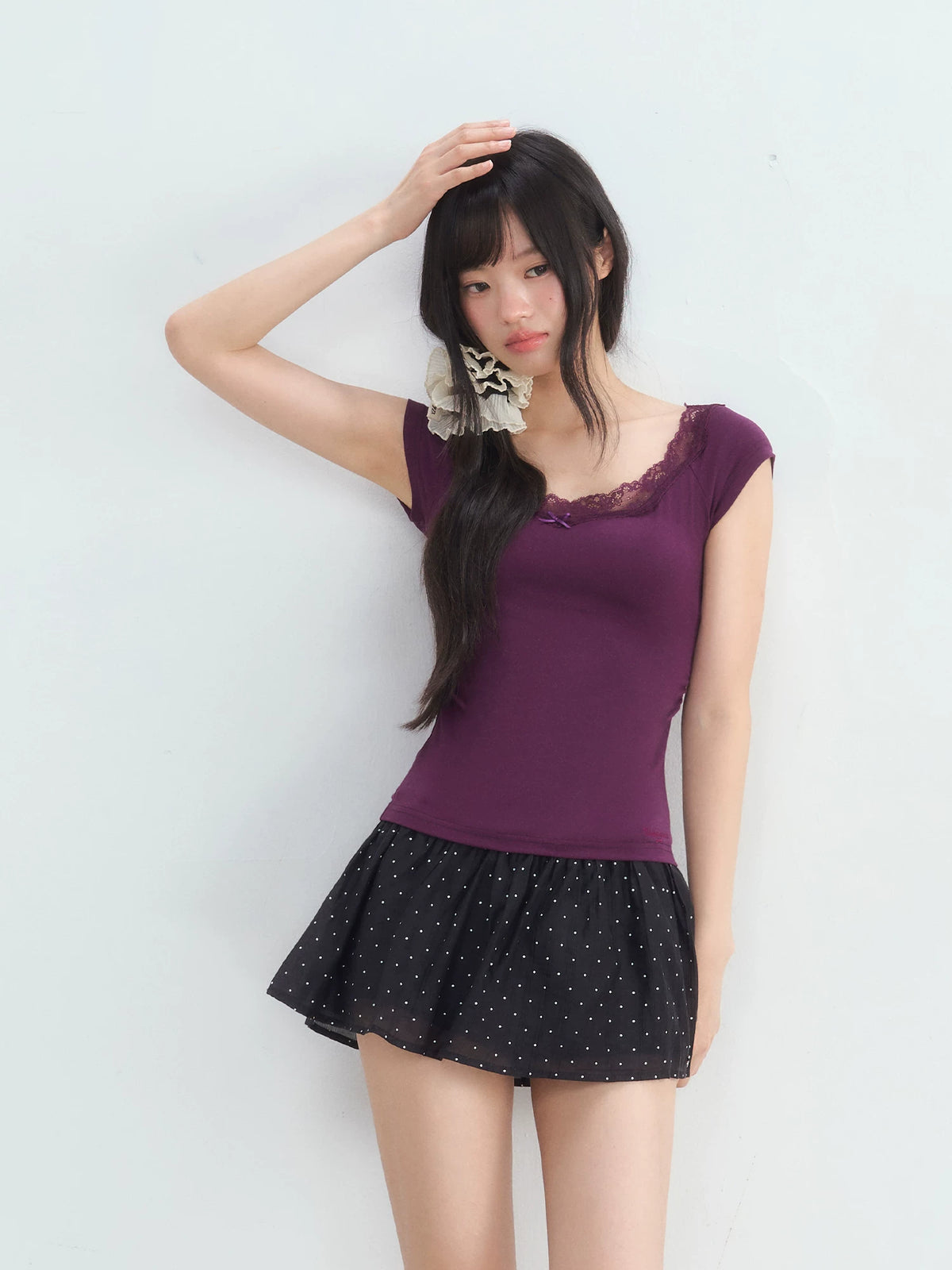 Lace Patchwork Purple Tee