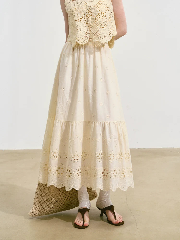 Hollow Lucky Flower Crochet Top & Skirt Set