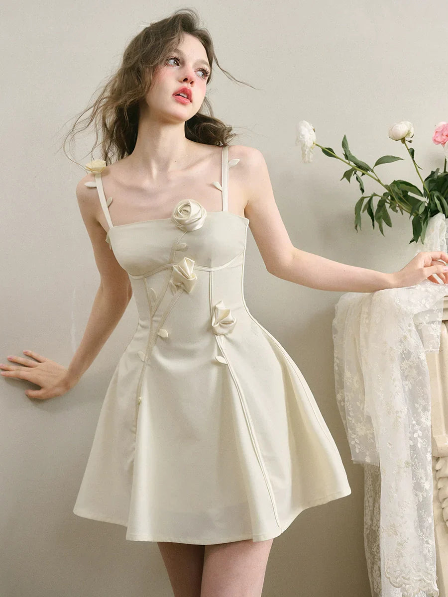 Black & White Floral Strapless Cami Dress