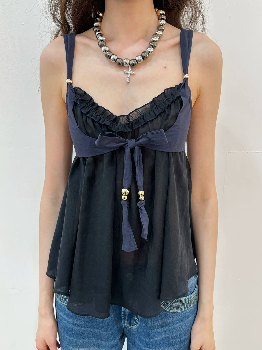 Layered Contrast A-Line Blouse