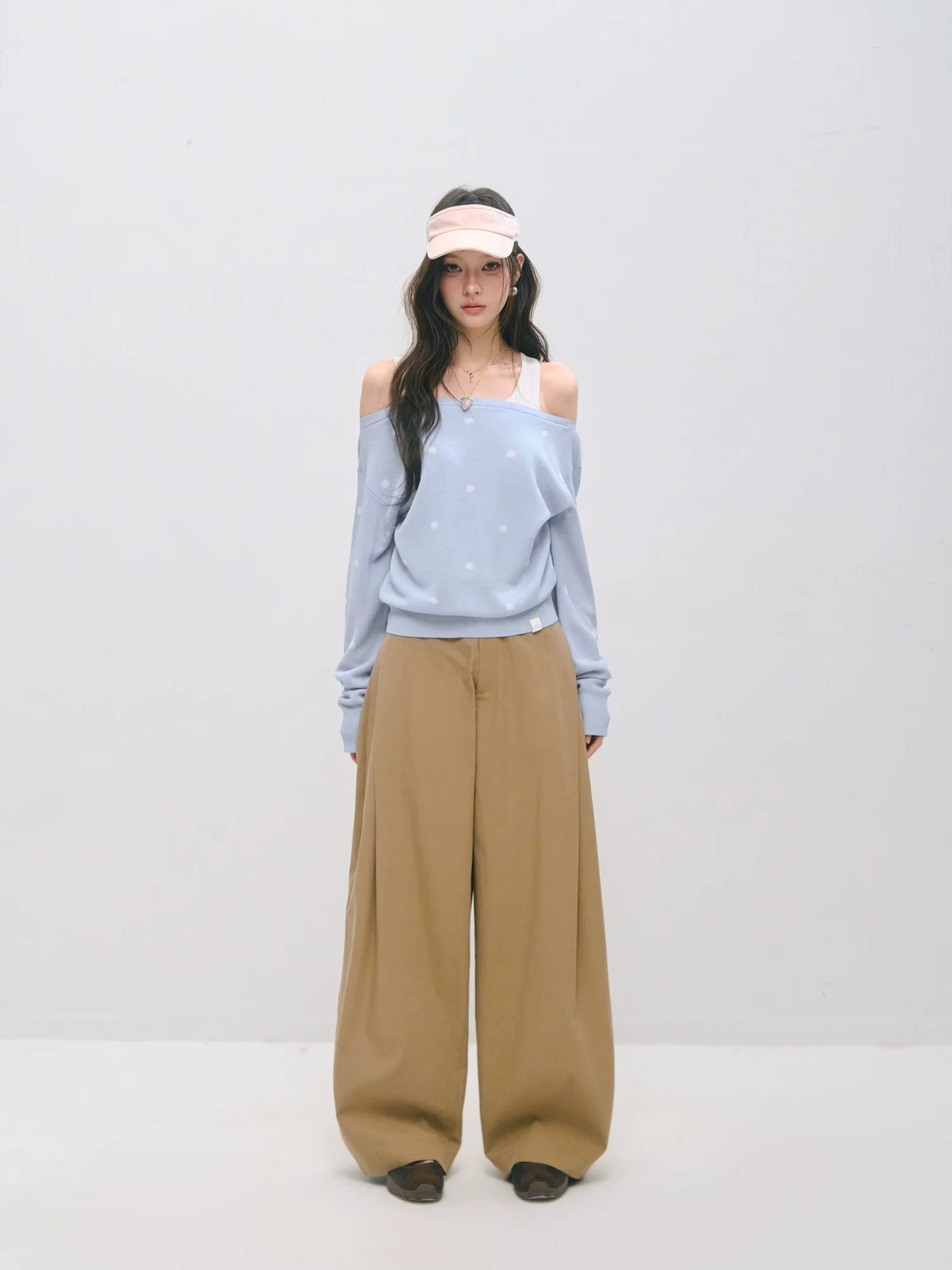 Double Waistband Pleated Wide Leg Pants