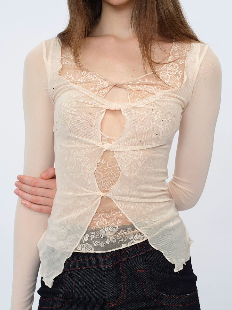 Sheer Lace Layered Blouse