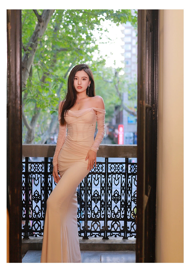 Ariel Mesh Off-Shoulder Mermaid Dress