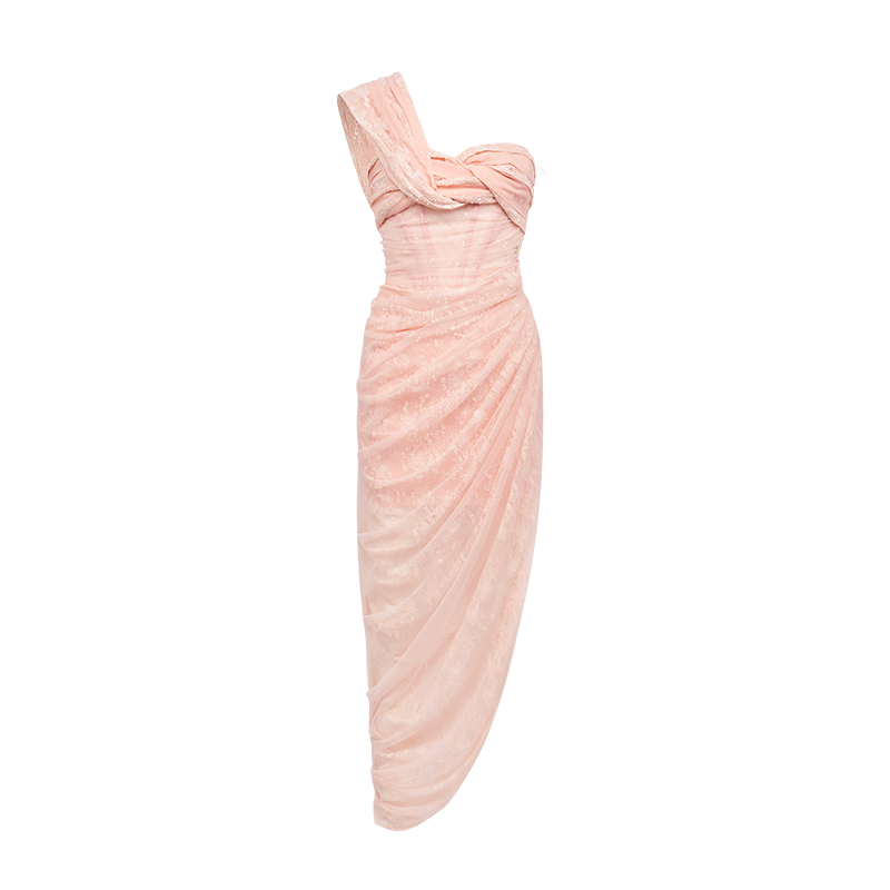 Lillian Lace Chiffon Mesh Knot Dress