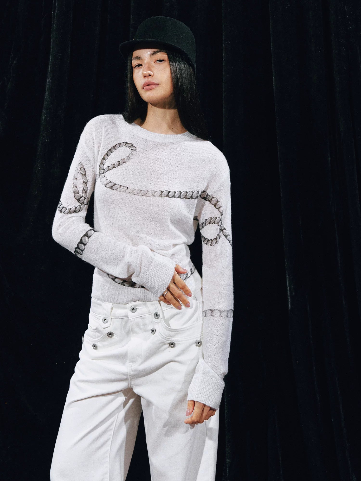 Mohair Wool Layered Knit Sweater