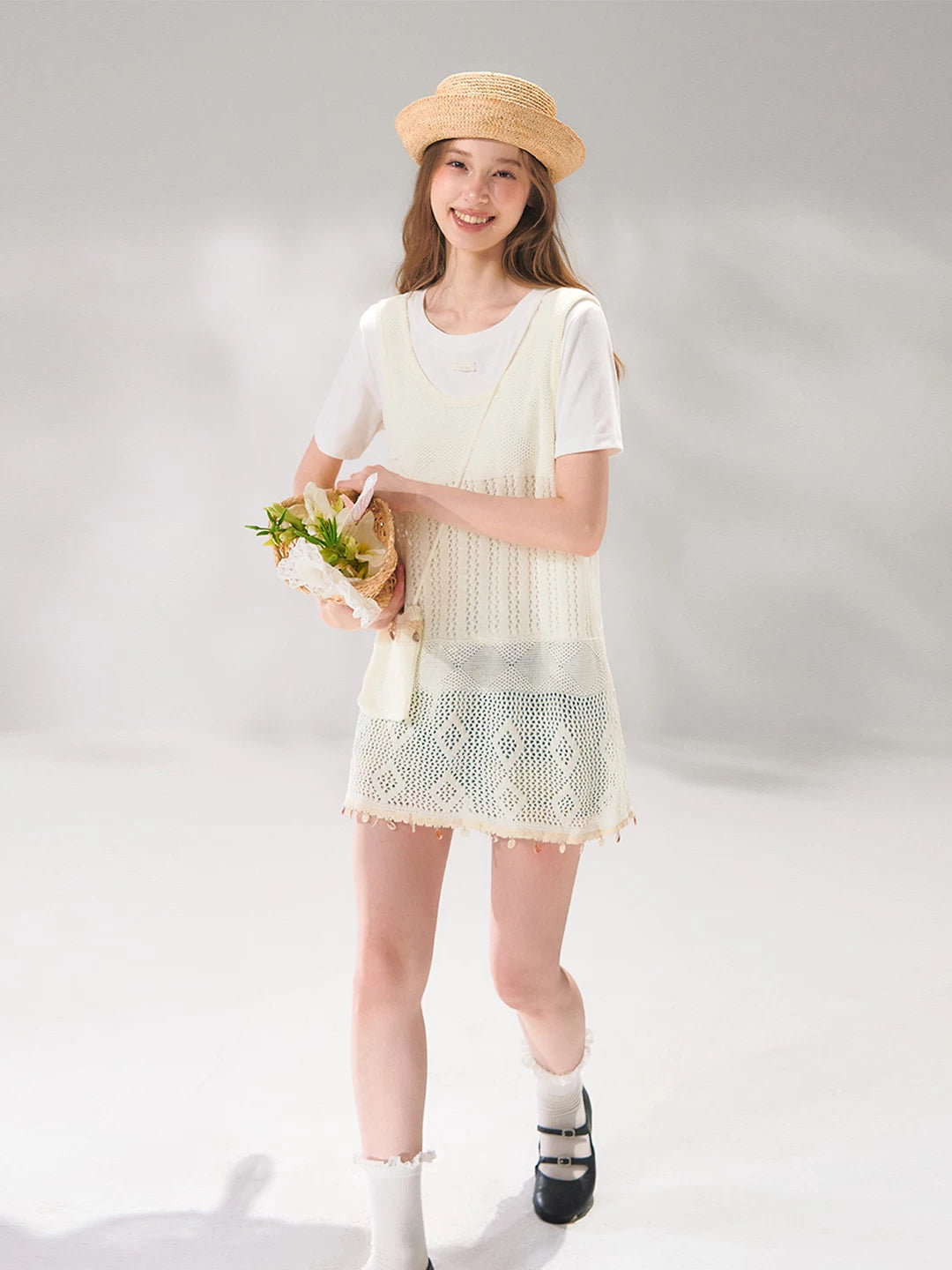 Shell Trim Knit Layered Set