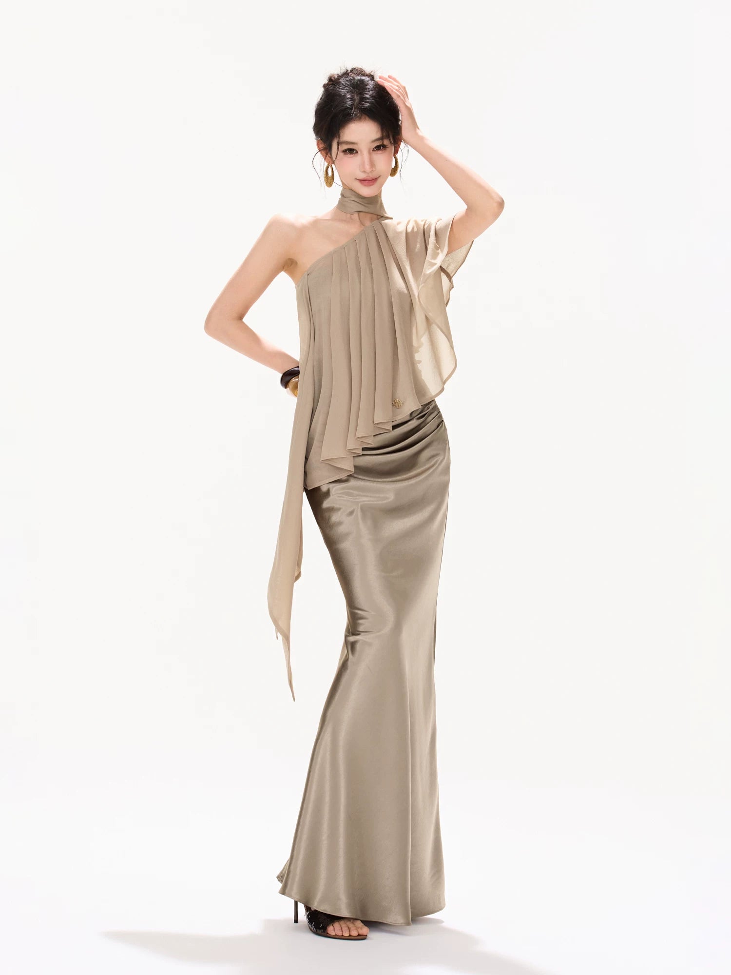 Asymmetrical Chiffon Halter Top