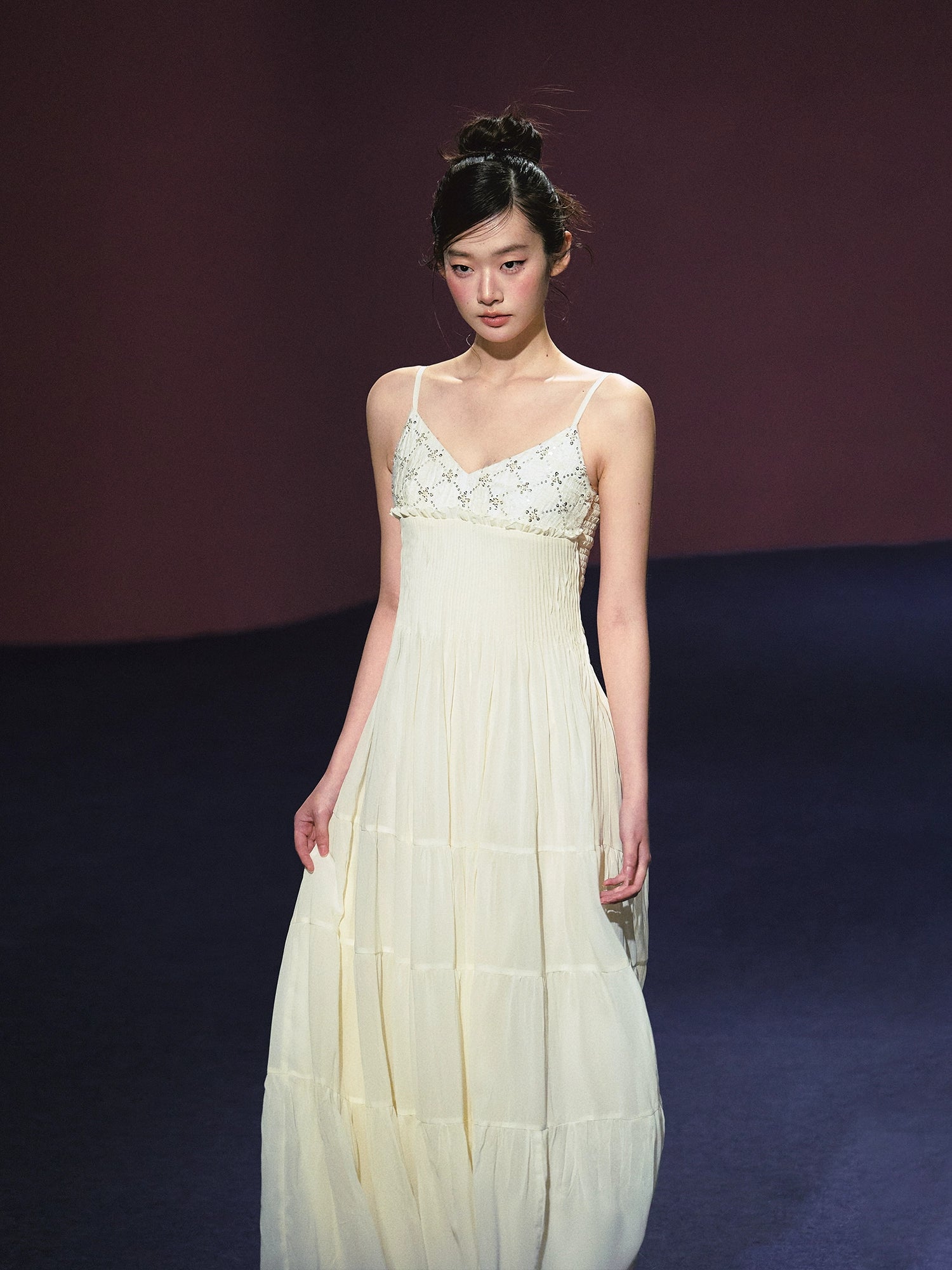 Embroidered V-Neck Slip Dress