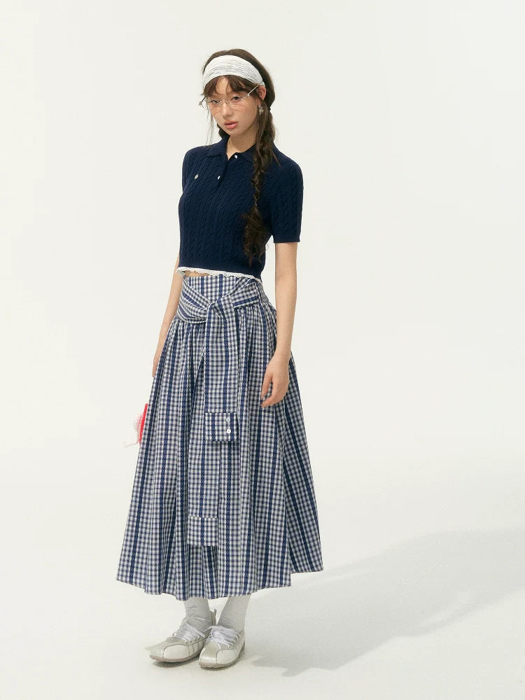 Plaid Mid-Length High-Waisted A-Line Skirt
