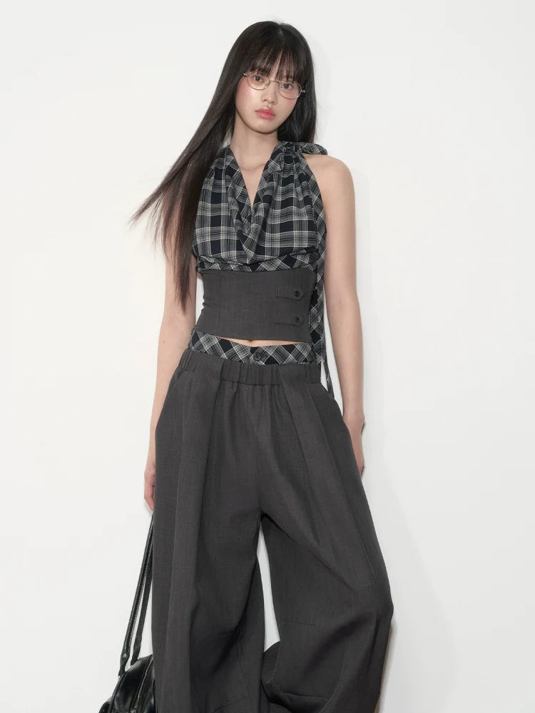 Checkered Halter Top & Pants Set