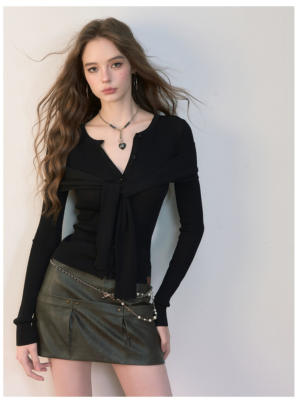 Dual-Wear Draped Knit Blouse