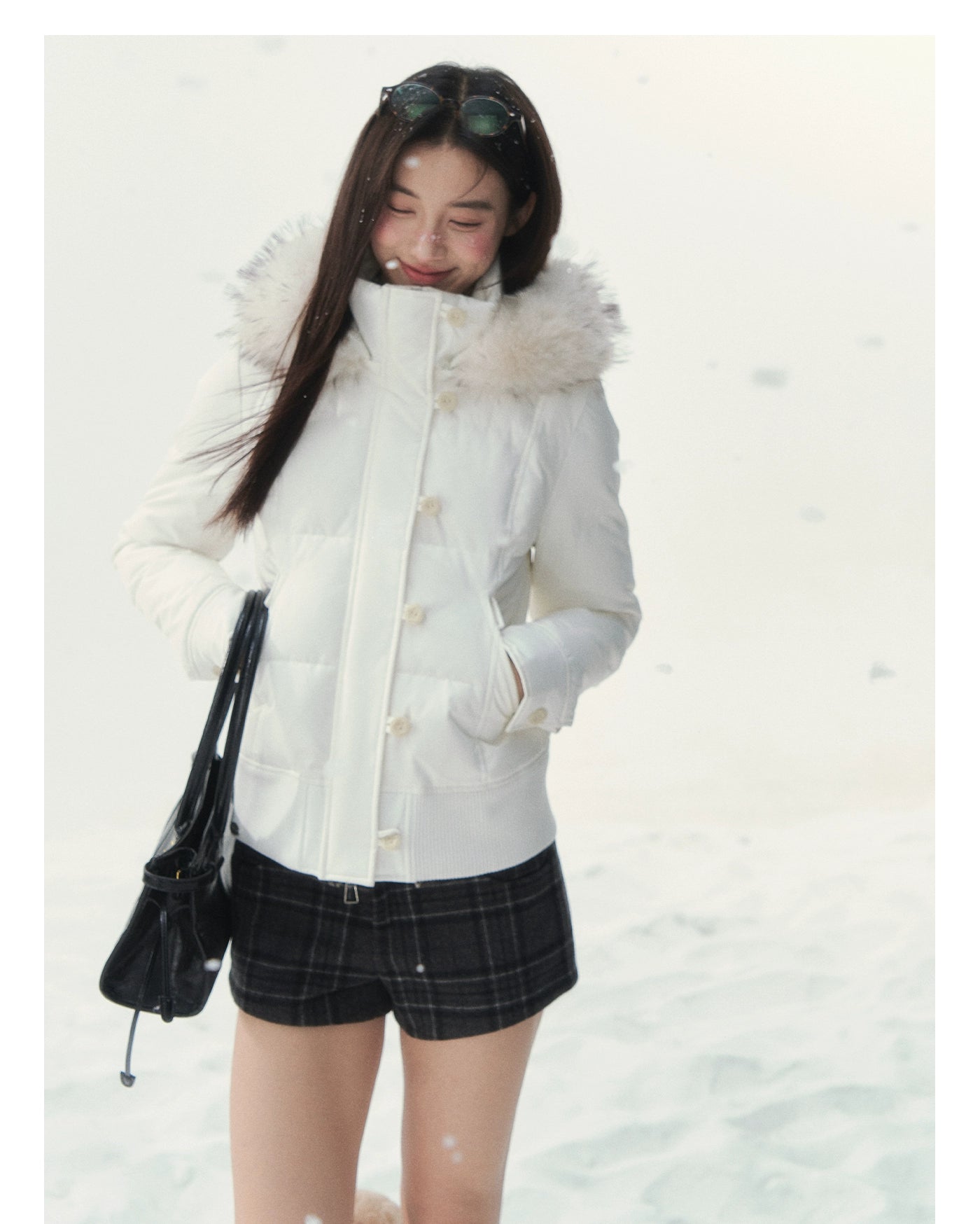 "Snowbound Realm" White Down Puffer Jacket