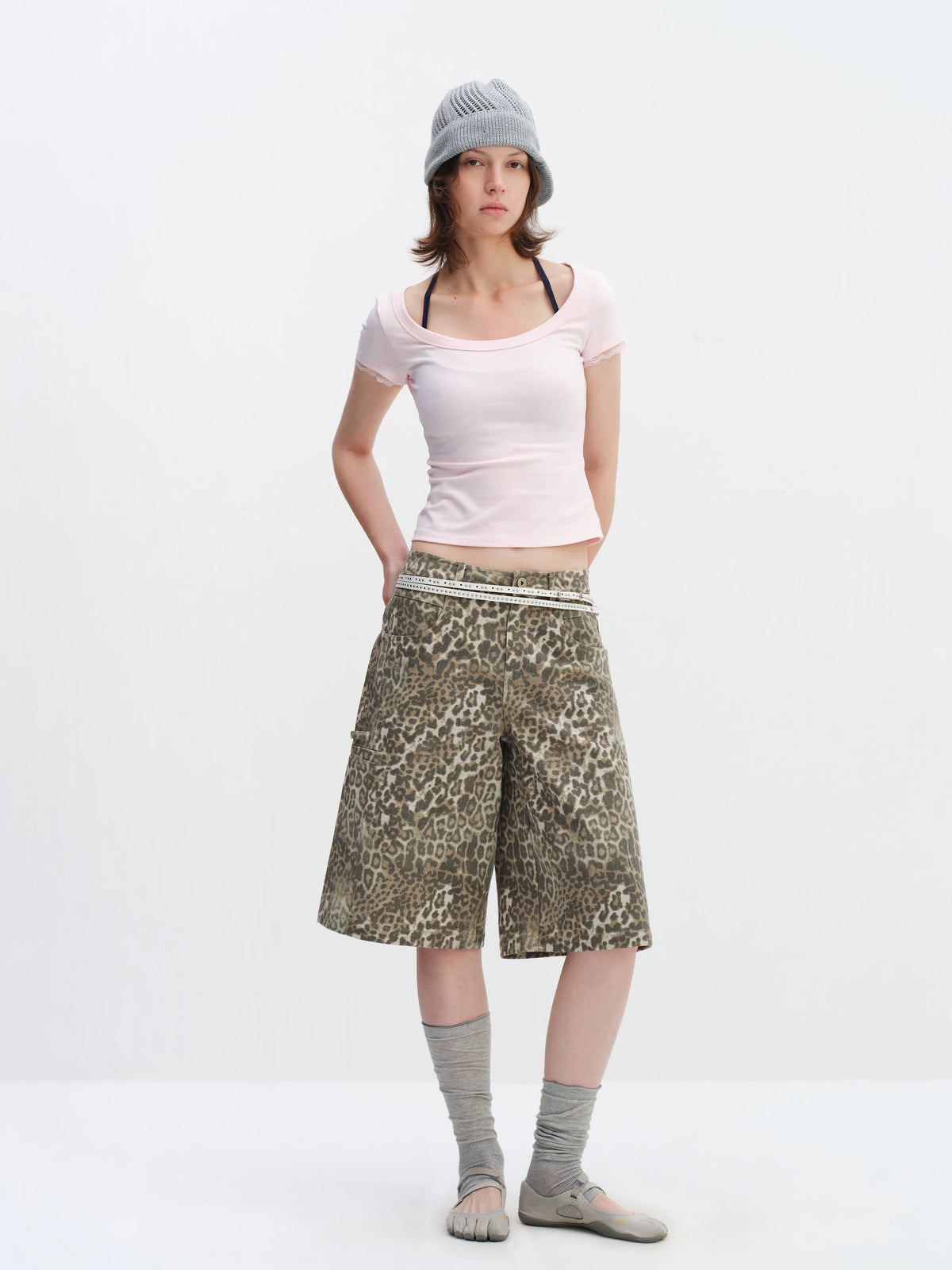Leopard Print Cargo Shorts