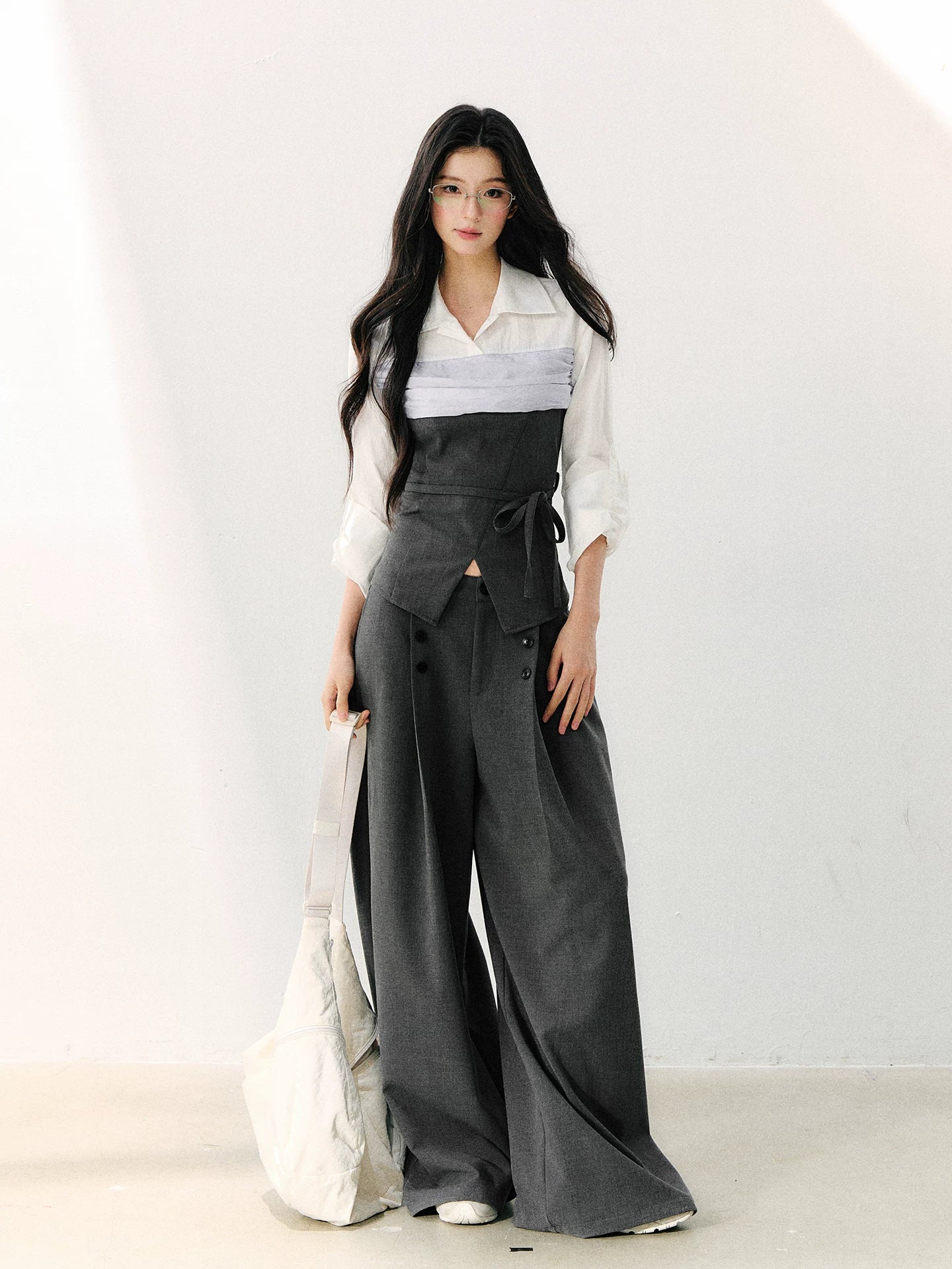 Gray Layered Tie Shirt