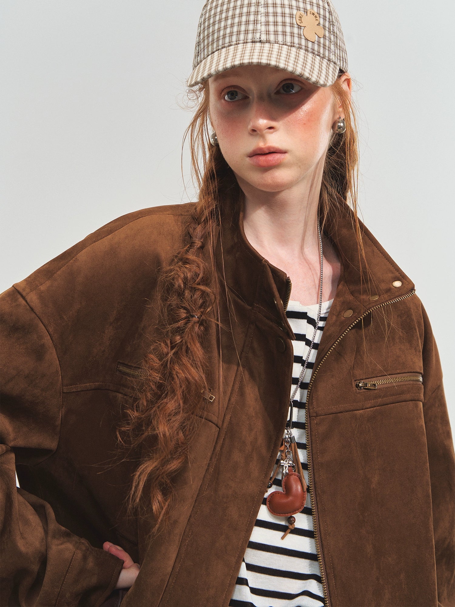 Barn-Style Suede Baseball Jacket