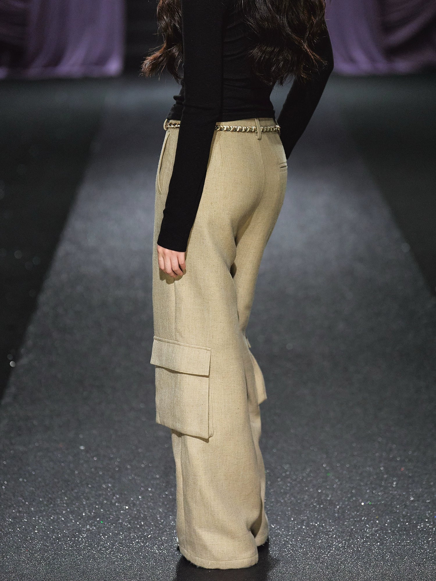 Belted Utility Wide-Leg Trousers
