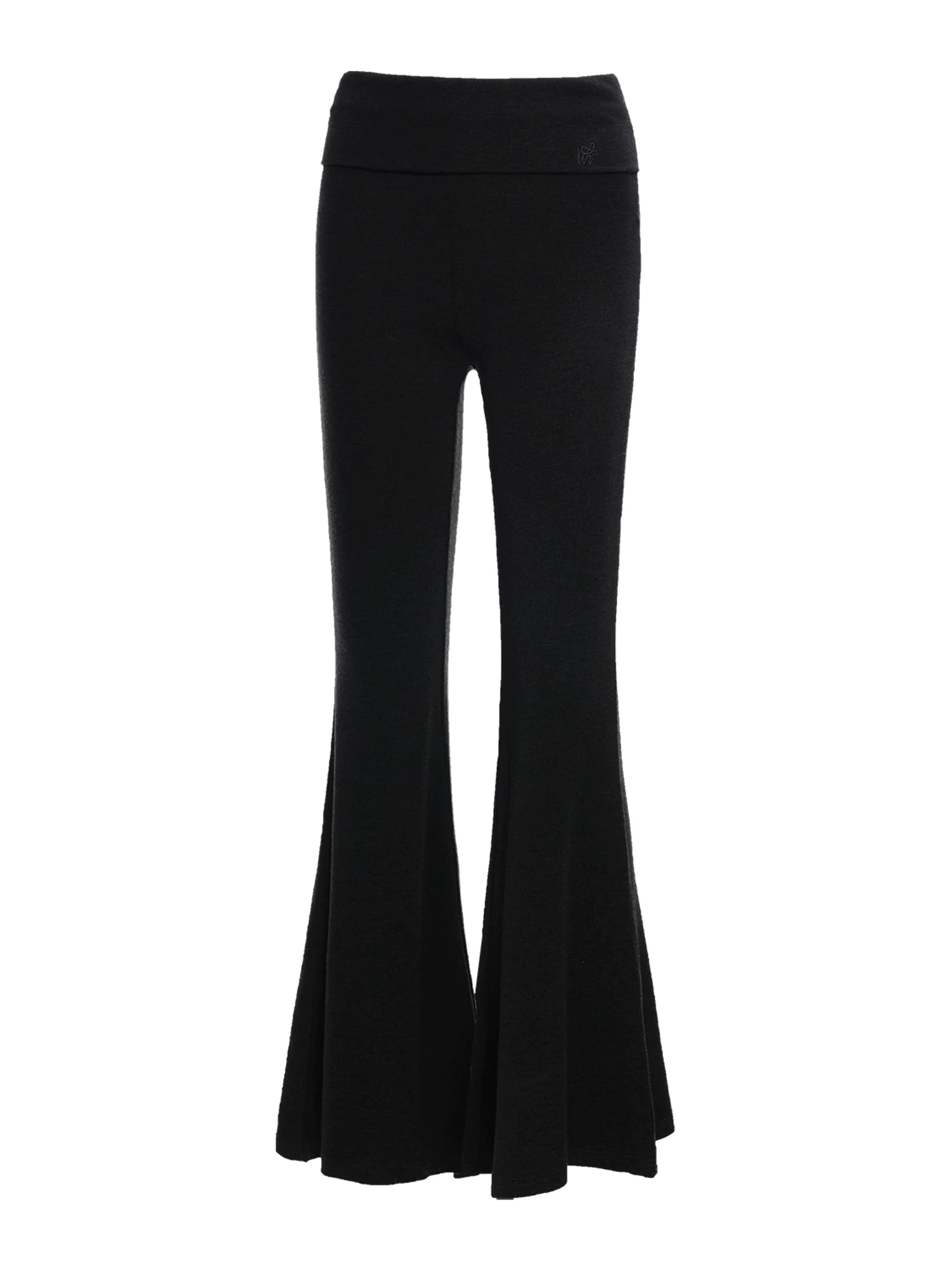 Black Fold Waist Flare Pants
