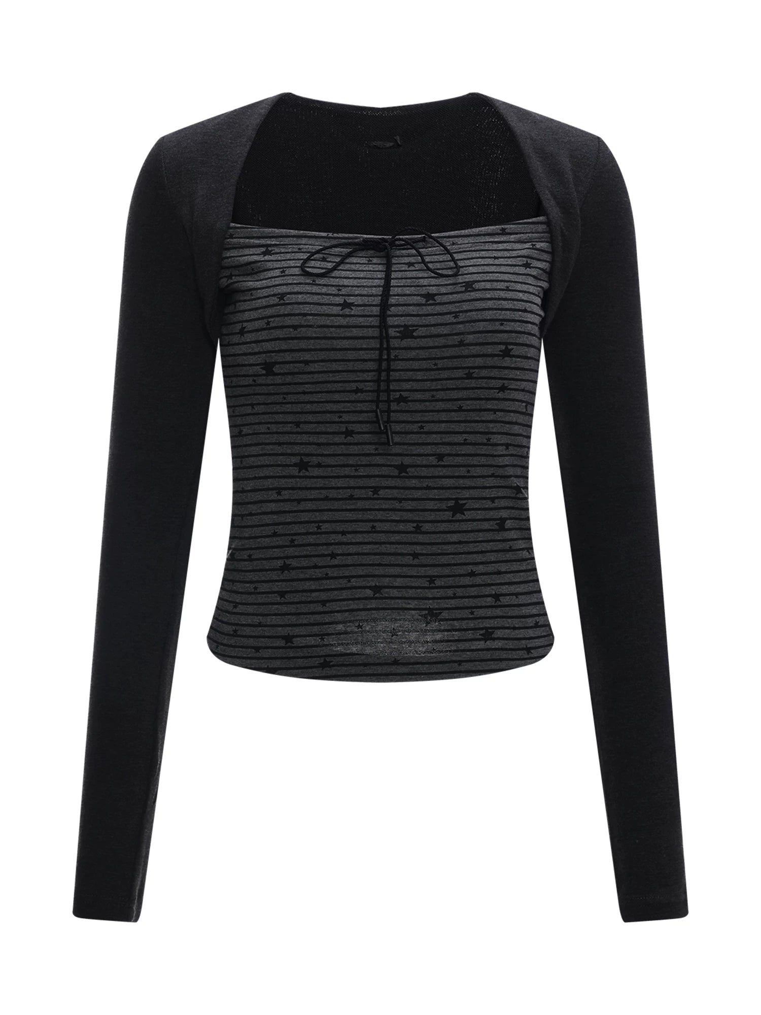 Gray Star Stripe Top