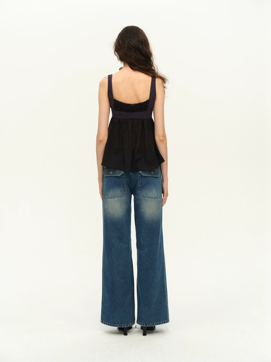 Layered Contrast A-Line Blouse