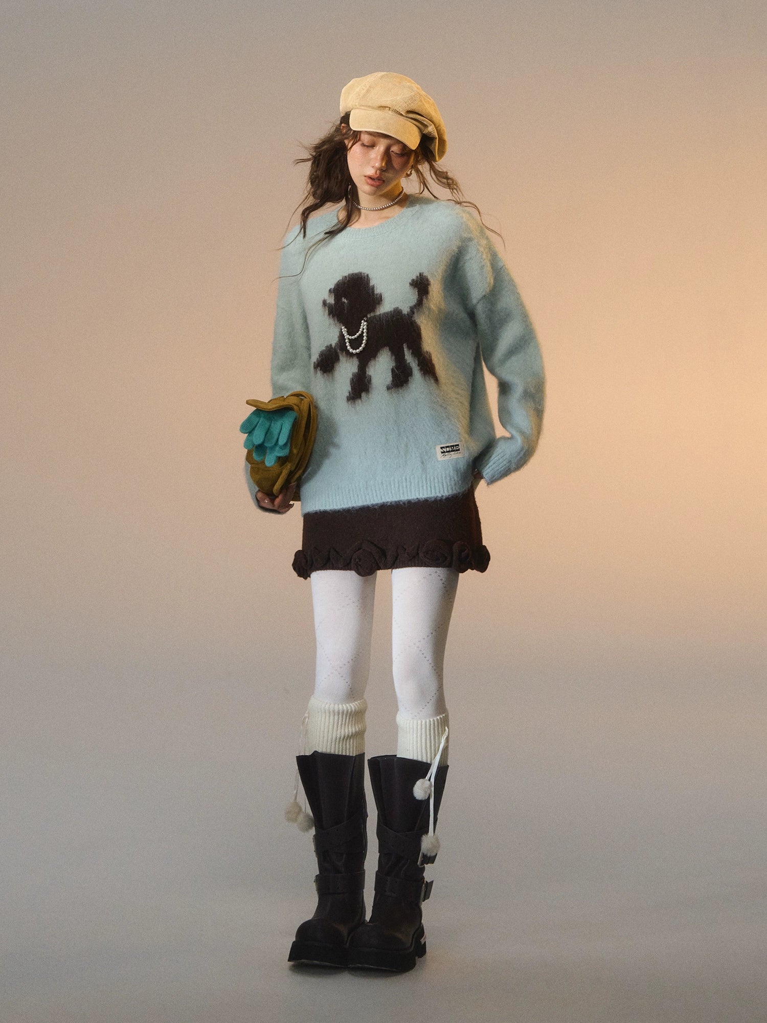 Playful-puppy Crewneck Sweater